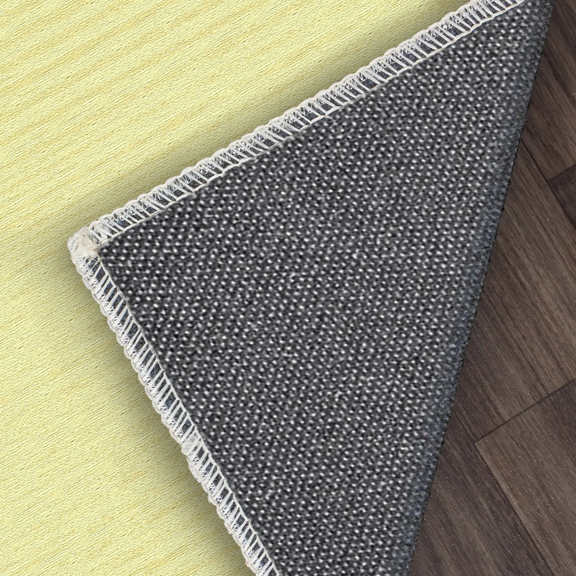 Washable Textured Yellow Area Rug