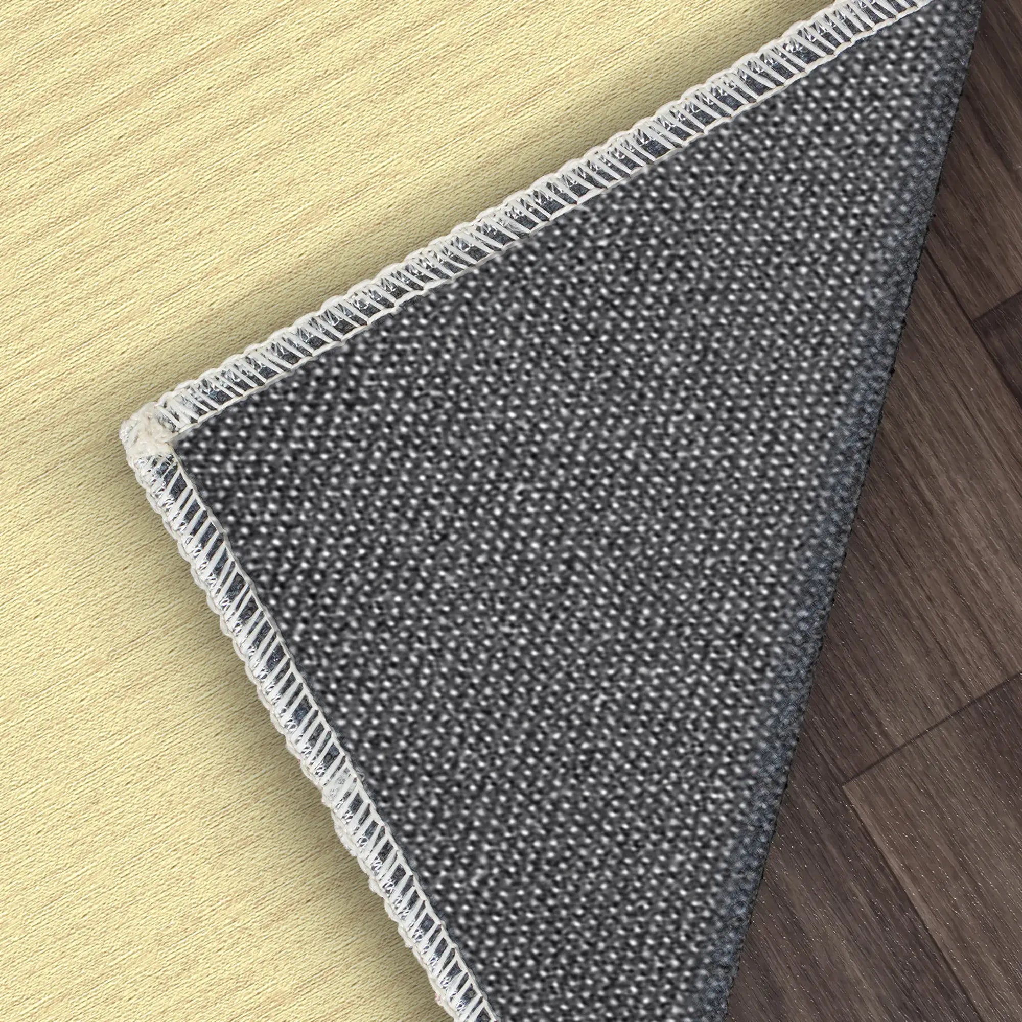 Washable Textured Beige Area Rug