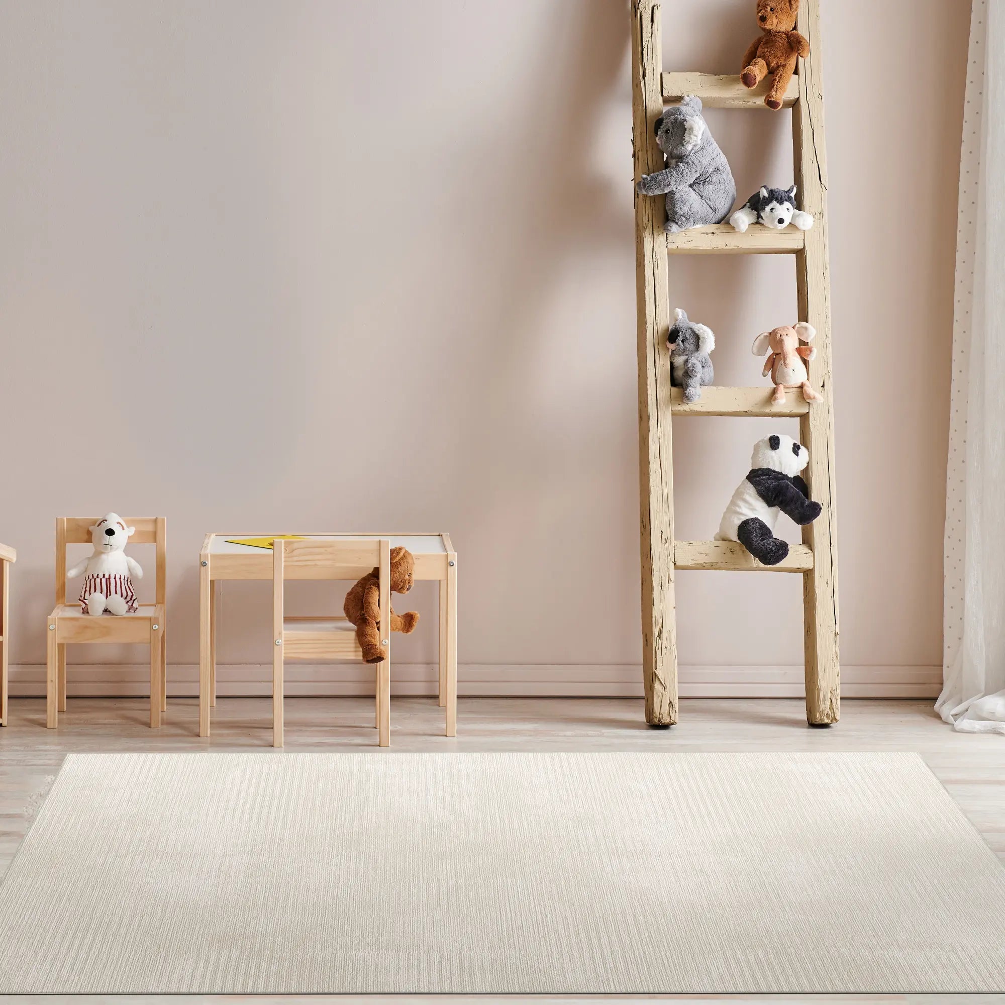 Washable Textured Cream Rug