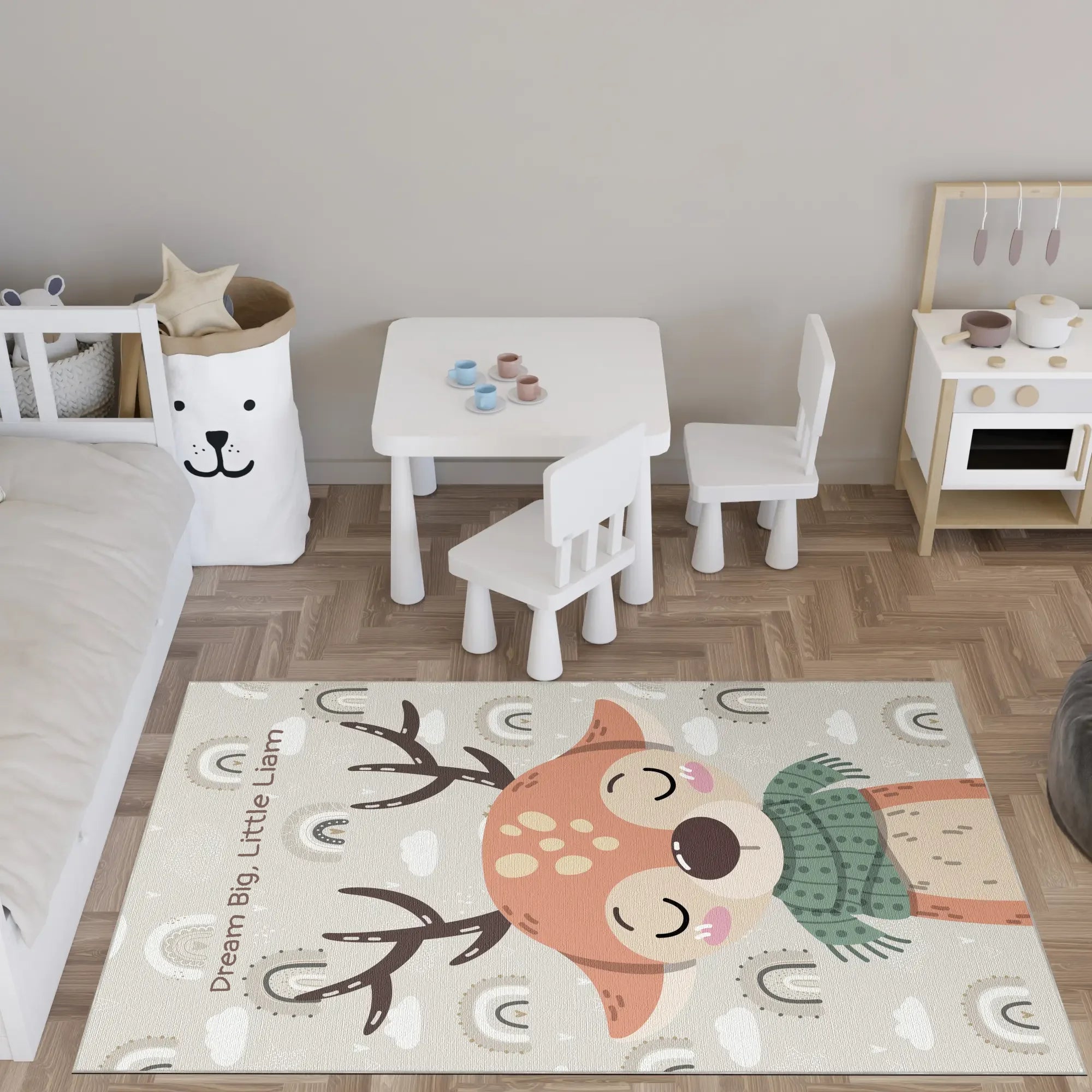 Dreamy Deer & Rainbow Sky | Customizable Rug