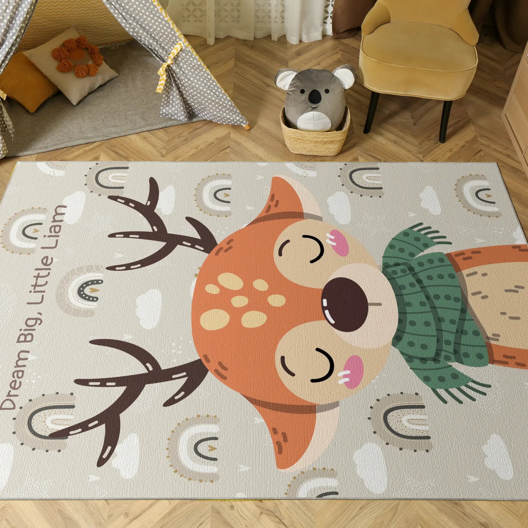 Dreamy Deer & Rainbow Sky | Customizable Rug