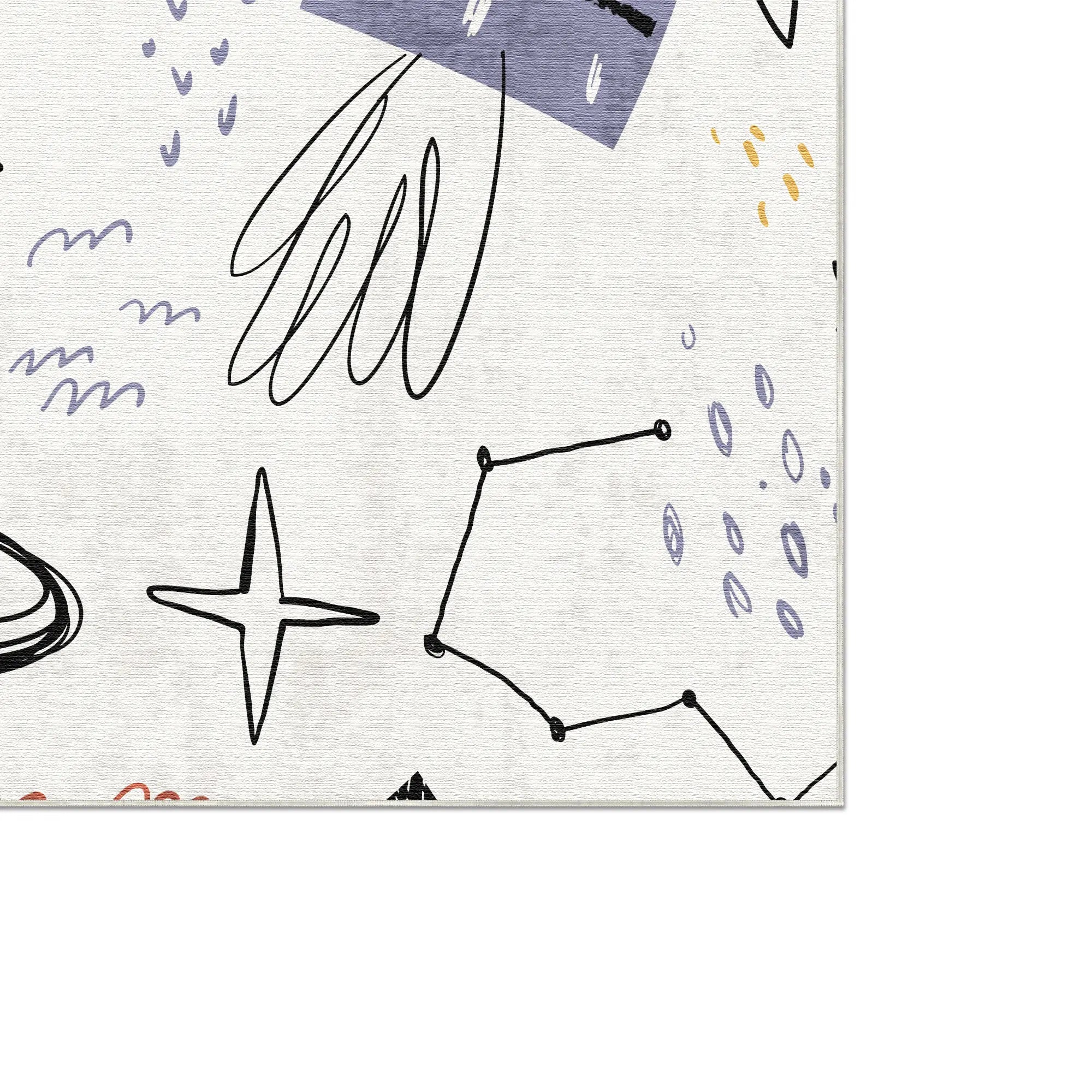 Space Rocket Doodle Kids Rug
