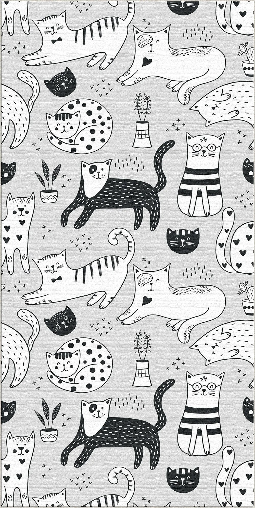 Washable Doodle Cat Play Rug