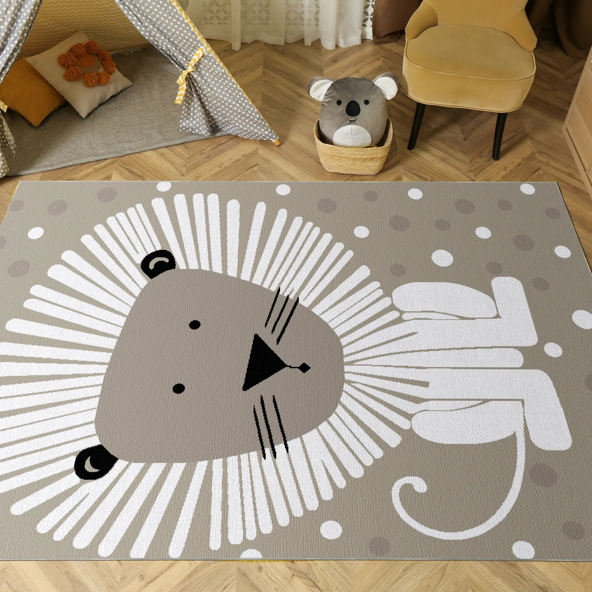 Washable Lion Nursery Rug
