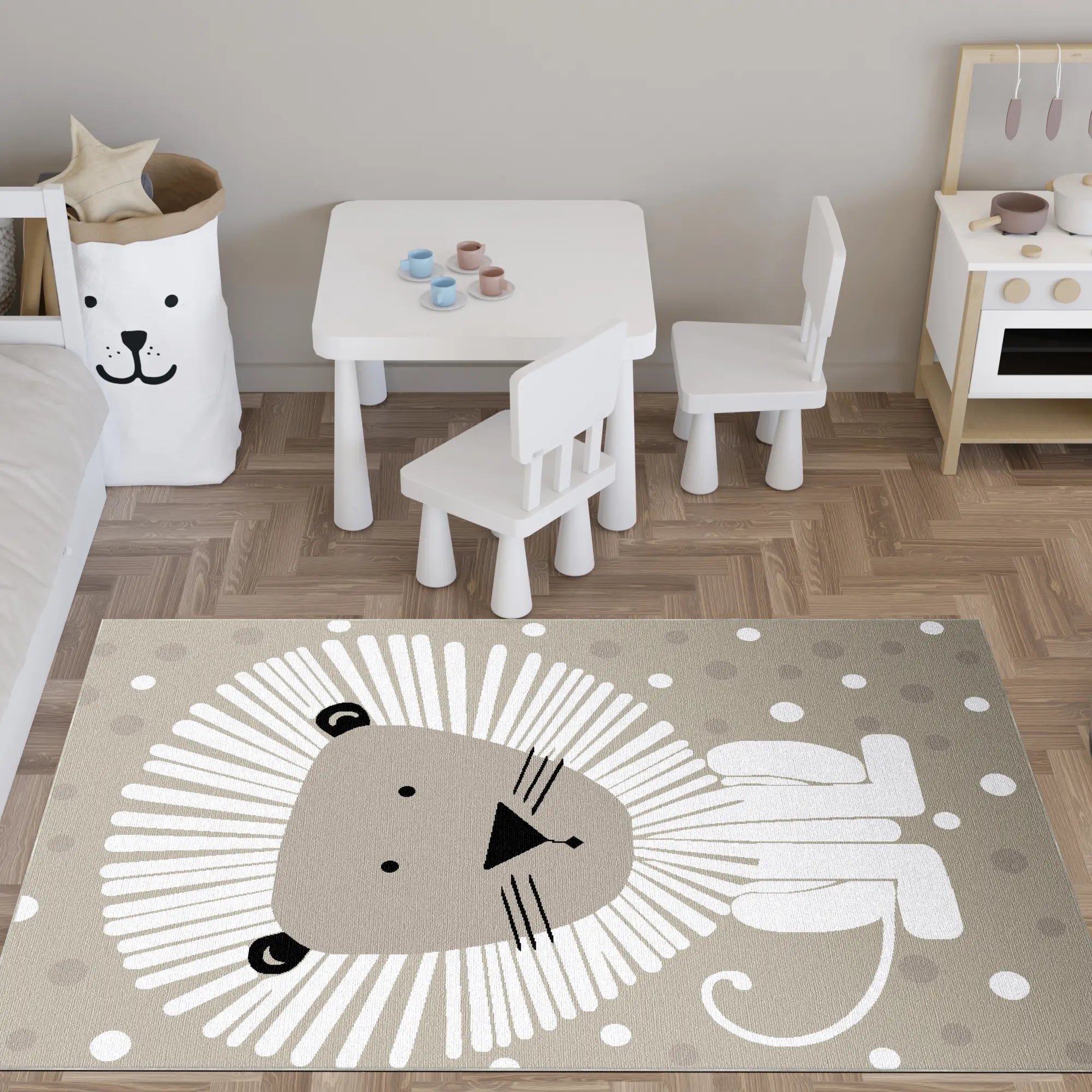 Washable Lion Nursery Rug