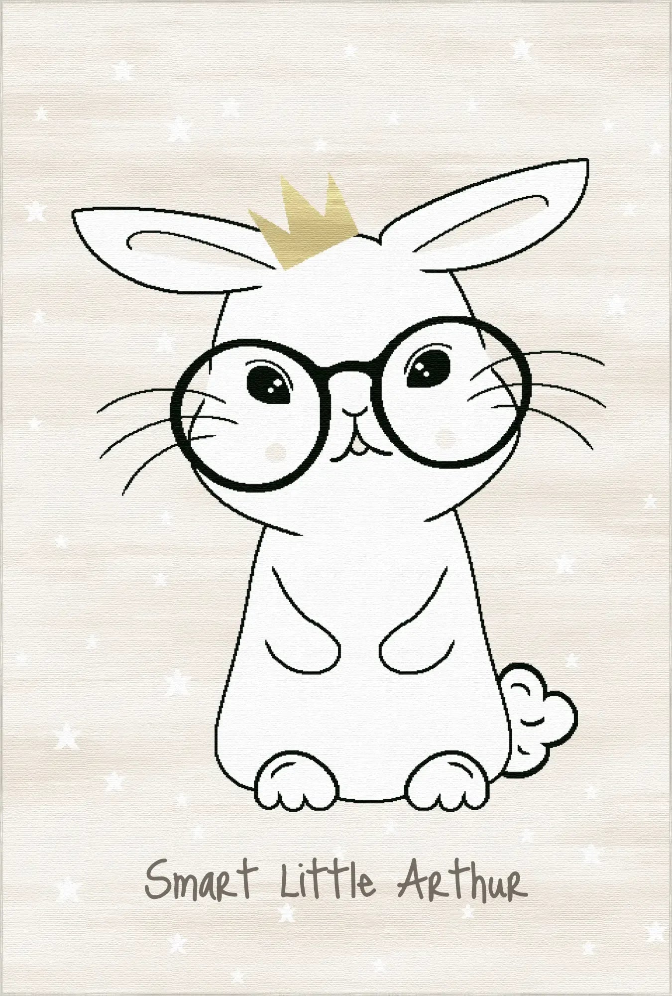 Smart Bunny with Glasses | Customizable Rug