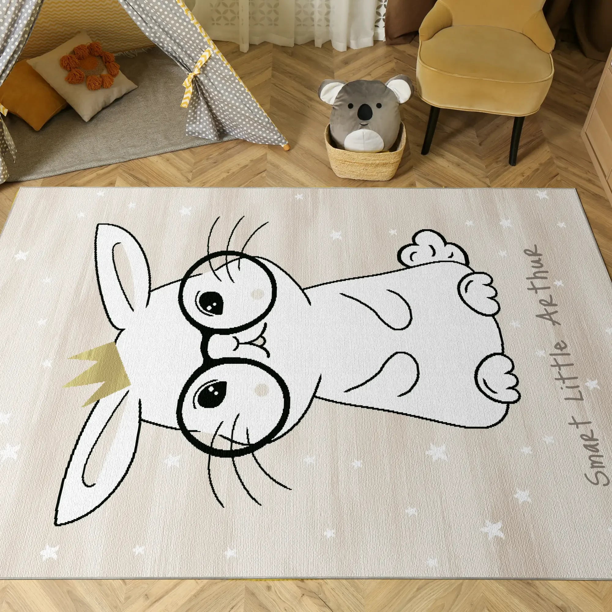 Smart Bunny with Glasses | Customizable Rug