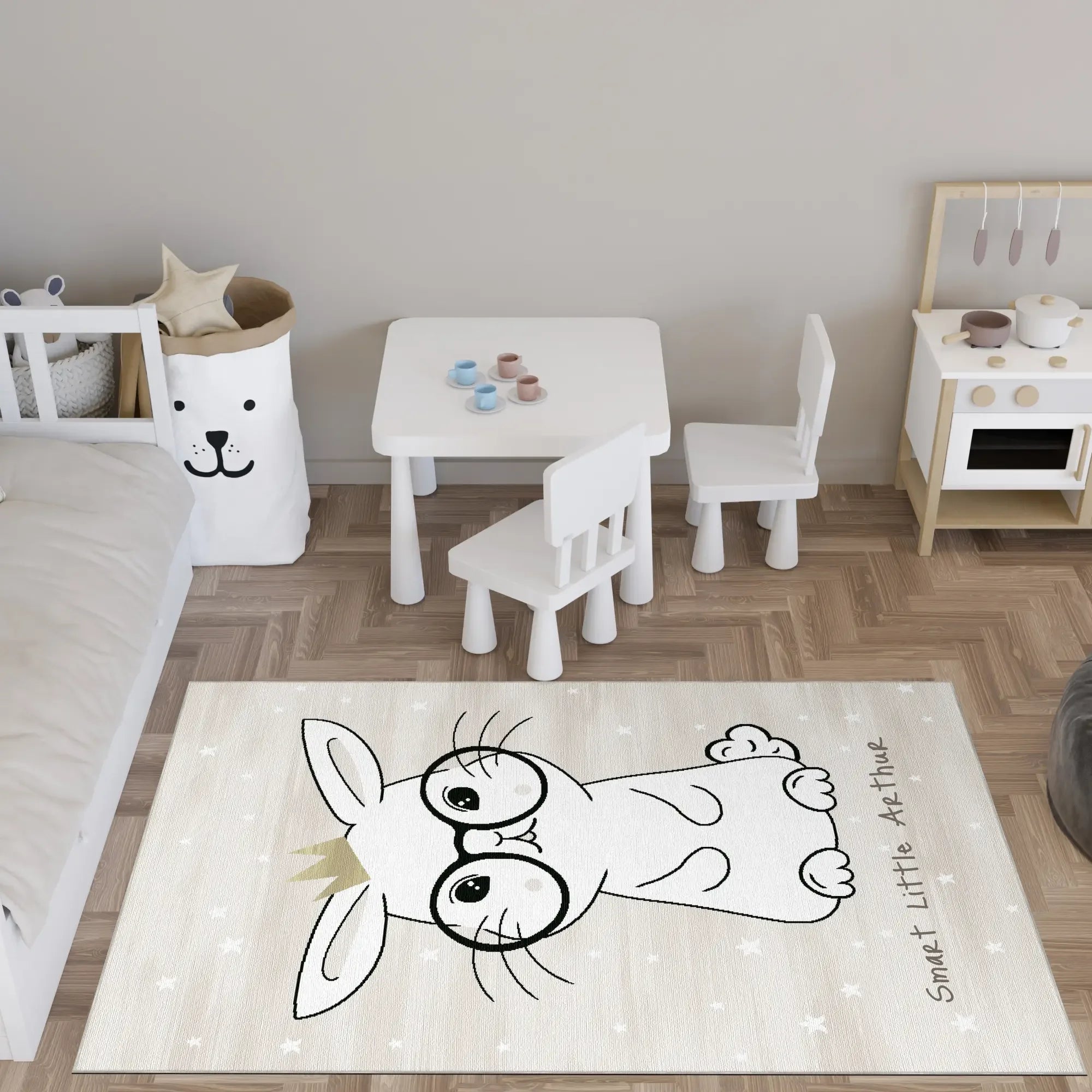 Smart Bunny with Glasses | Customizable Rug