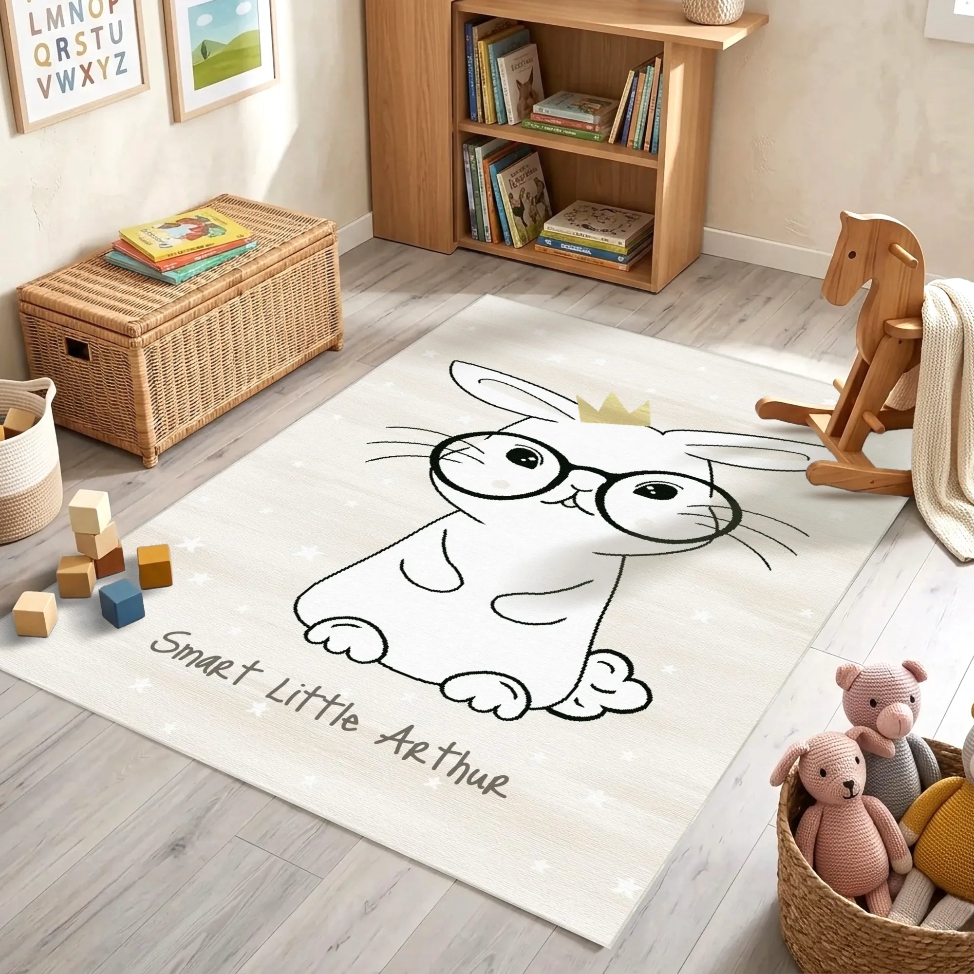 Smart Bunny with Glasses | Customizable Rug
