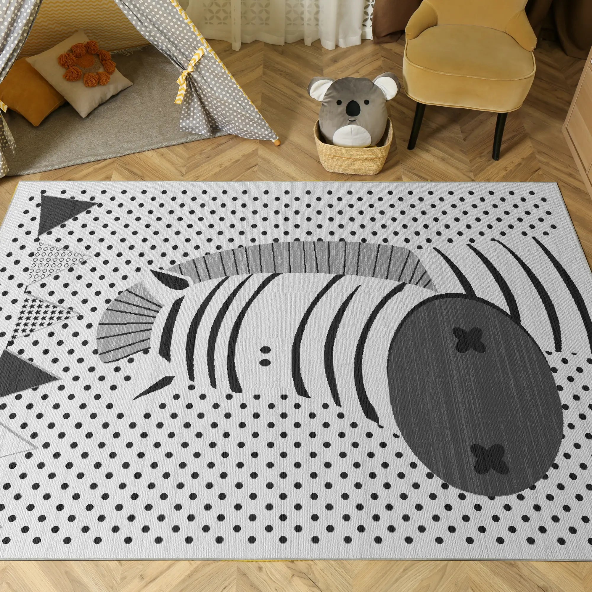 Washable Zebra Polka Dot Rug