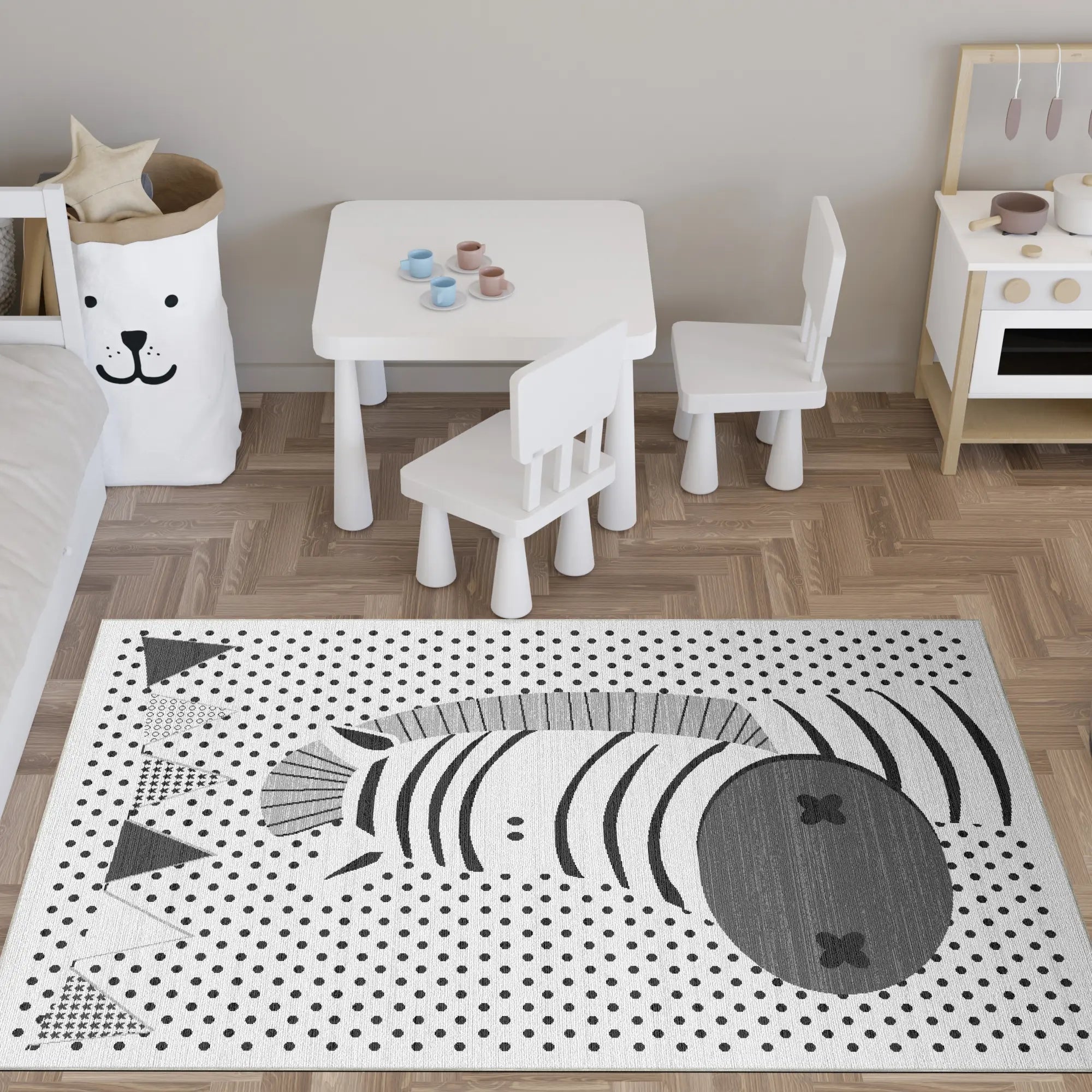 Washable Zebra Polka Dot Rug