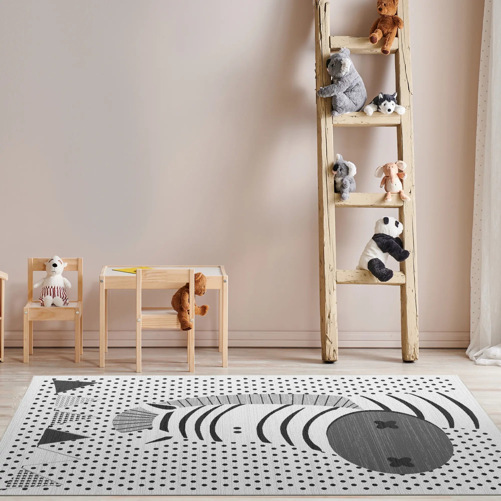 Washable Zebra Polka Dot Rug