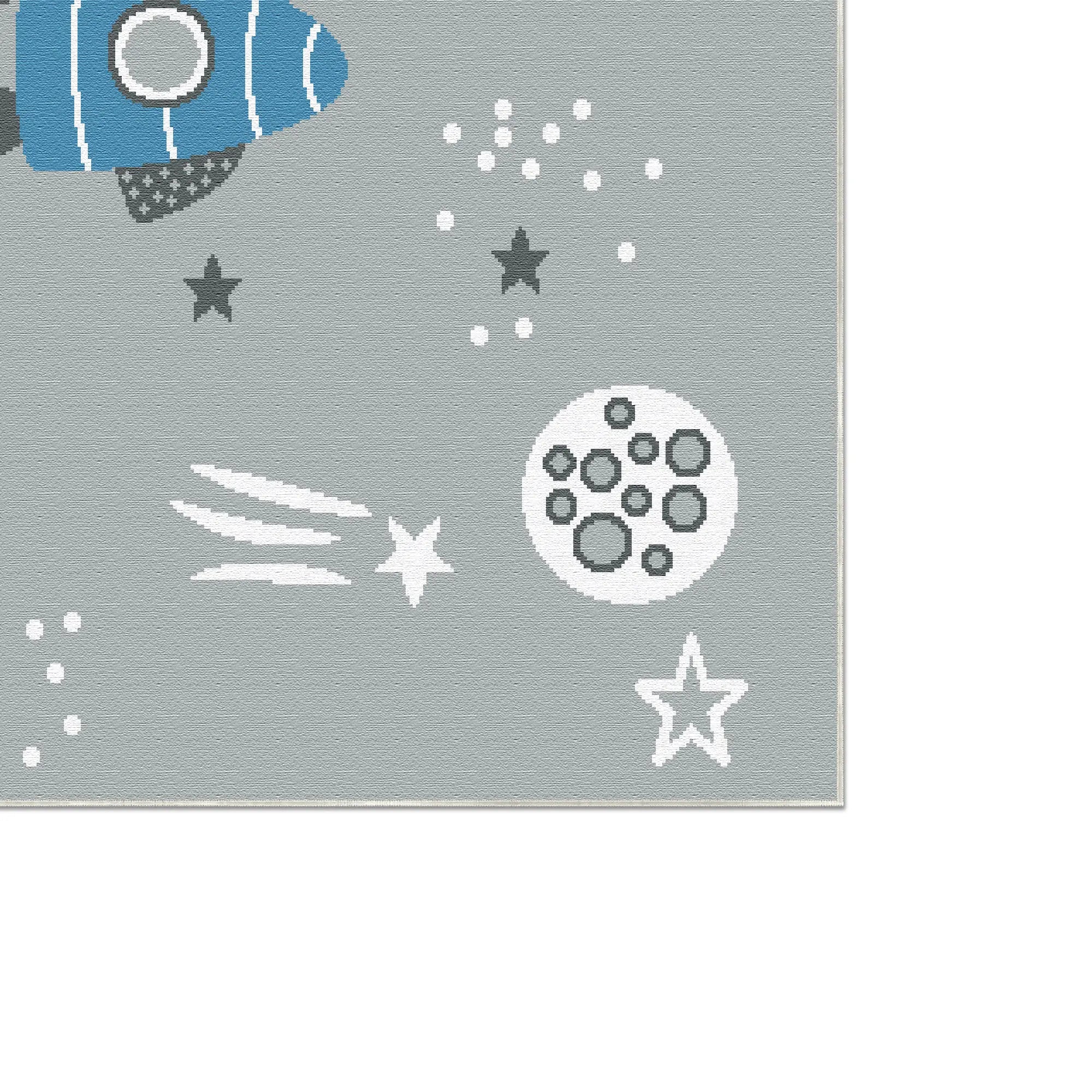 Washable Gray Space Kids Rug