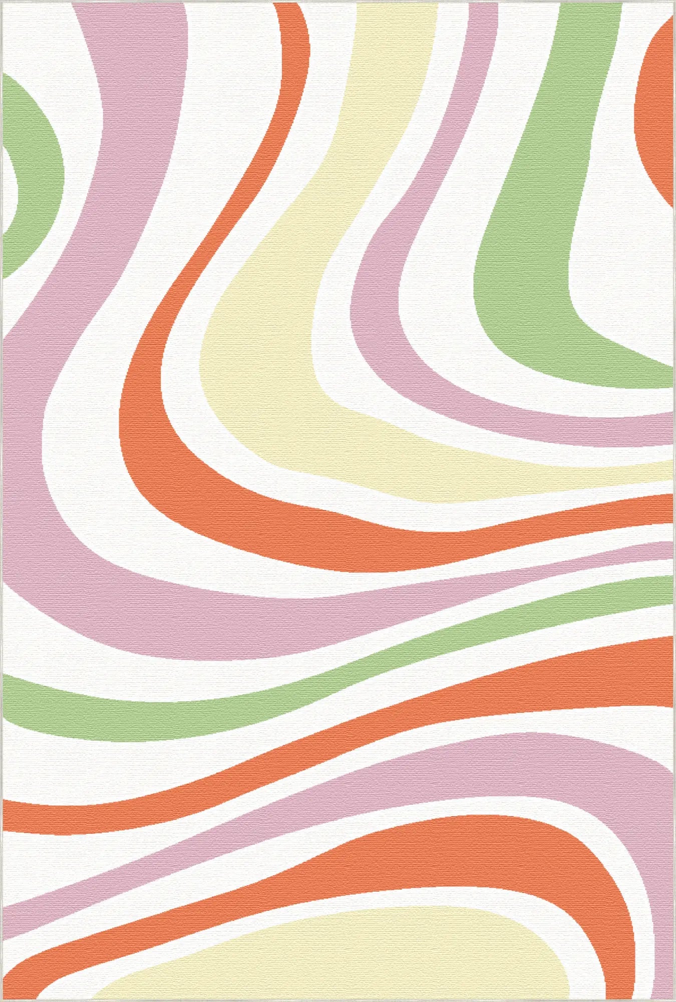 Washable Pastel Groovy Wavy Rug