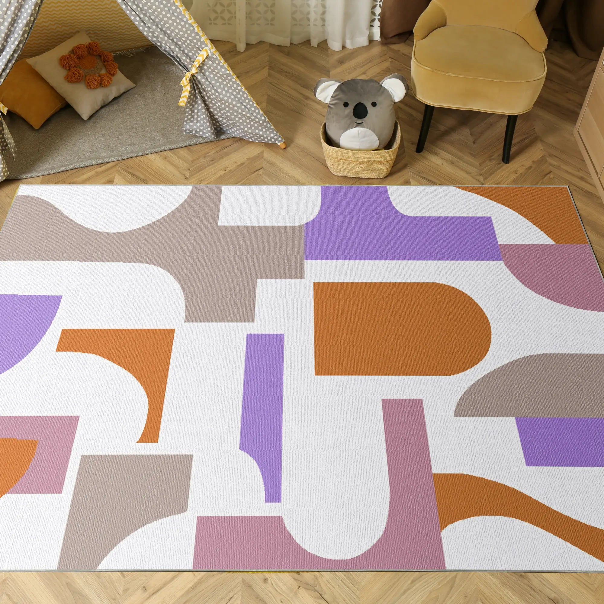 Washable Modern Abstract Area Rug