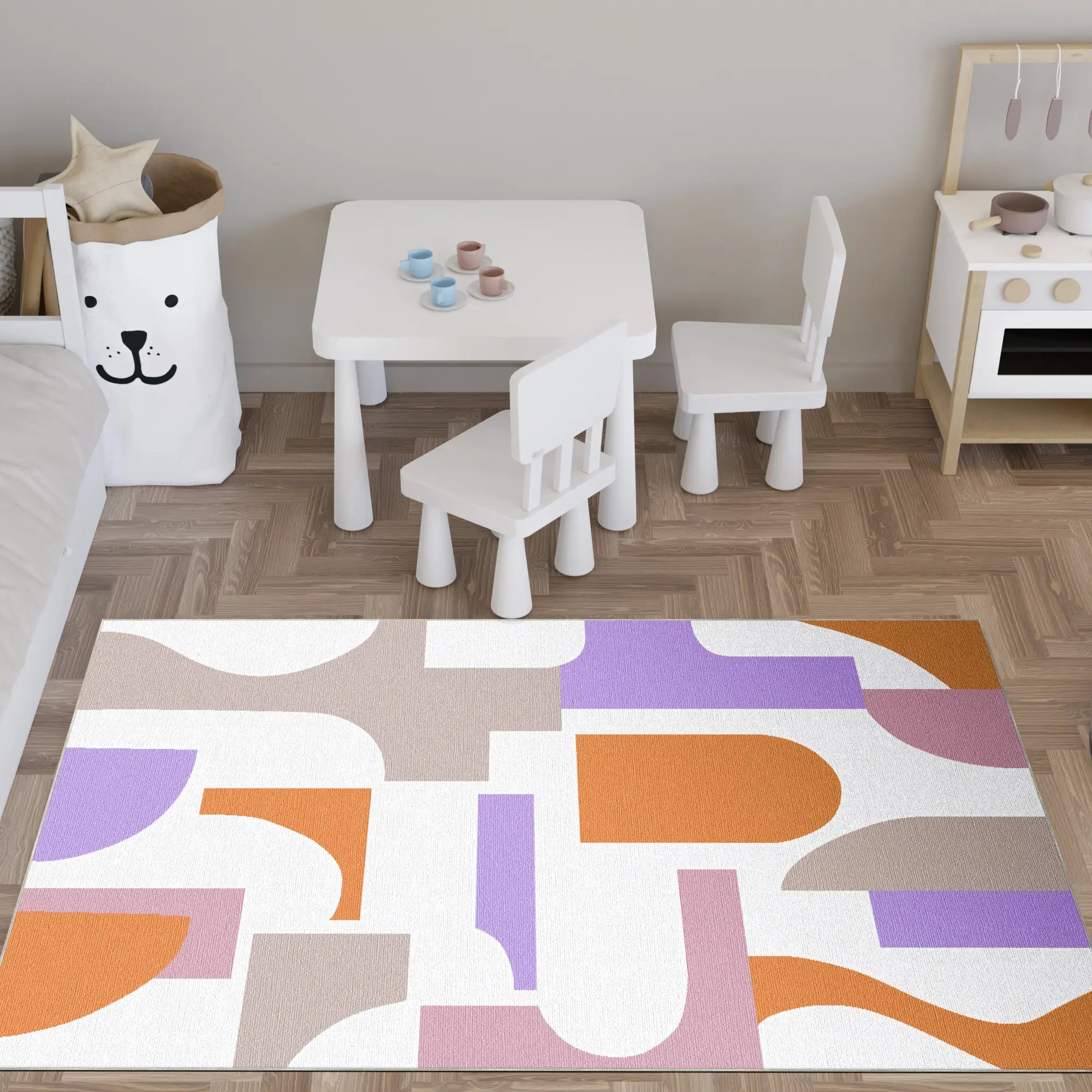 Washable Modern Abstract Area Rug