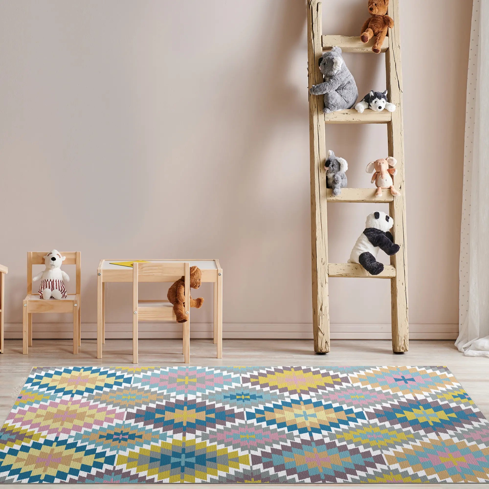 Washable Boho Geometric Rug