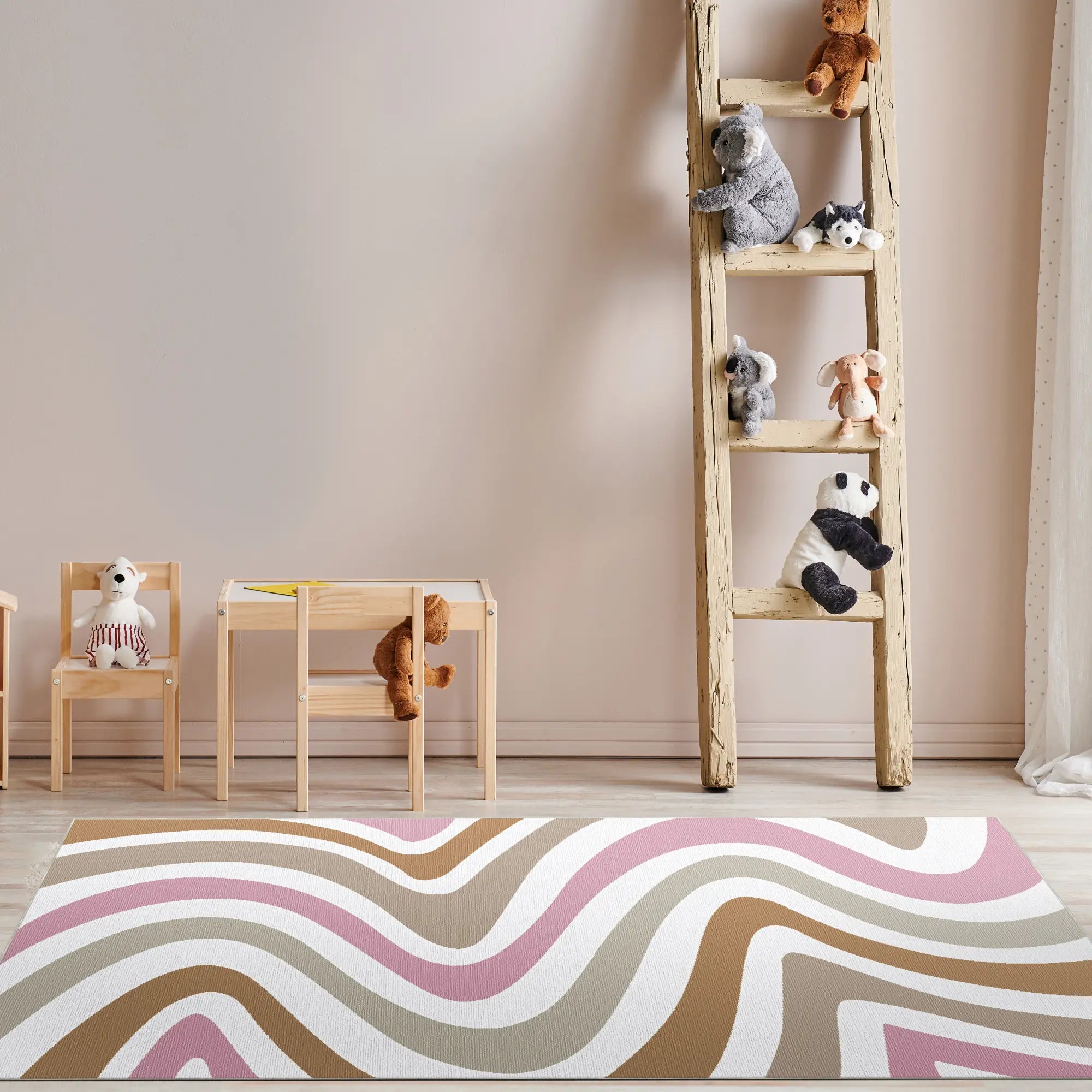 Washable Retro Wavy Boho Rug