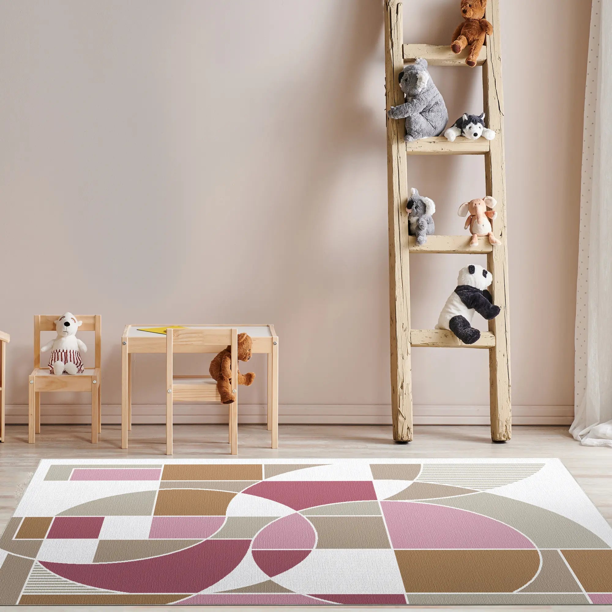 Washable Bauhaus Color Block Rug
