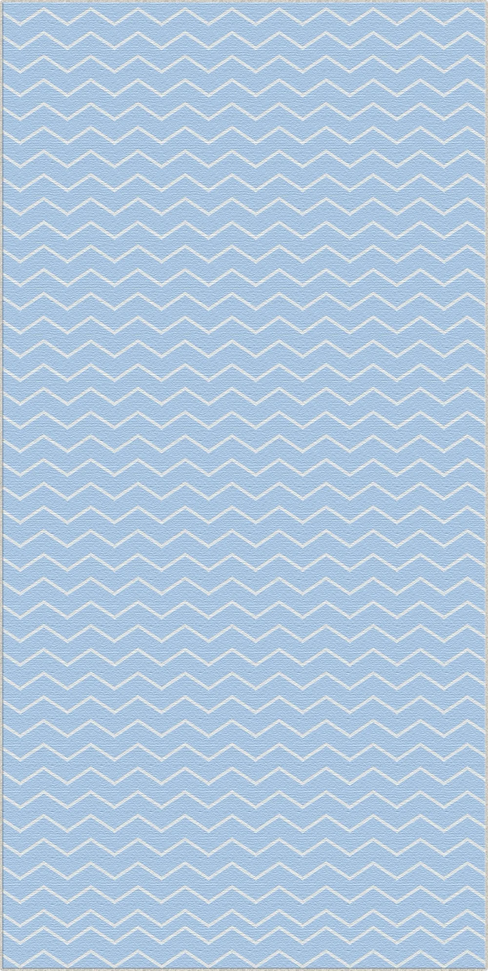 Washable Light Blue Chevron Rug
