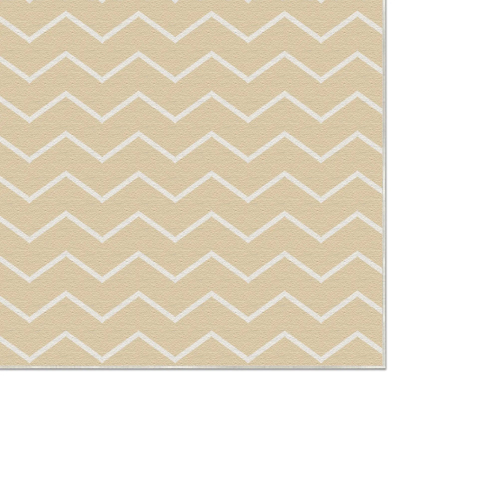 Washable Beige Chevron Rug