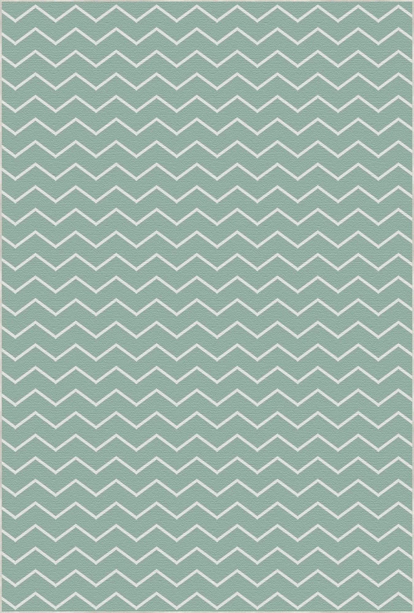 Washable Sage Green Chevron Rug
