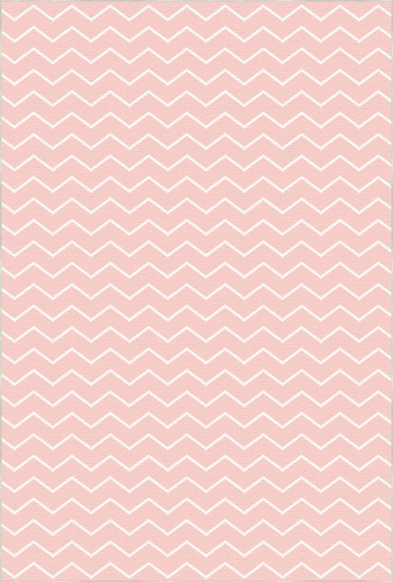Washable Pink Chevron Rug