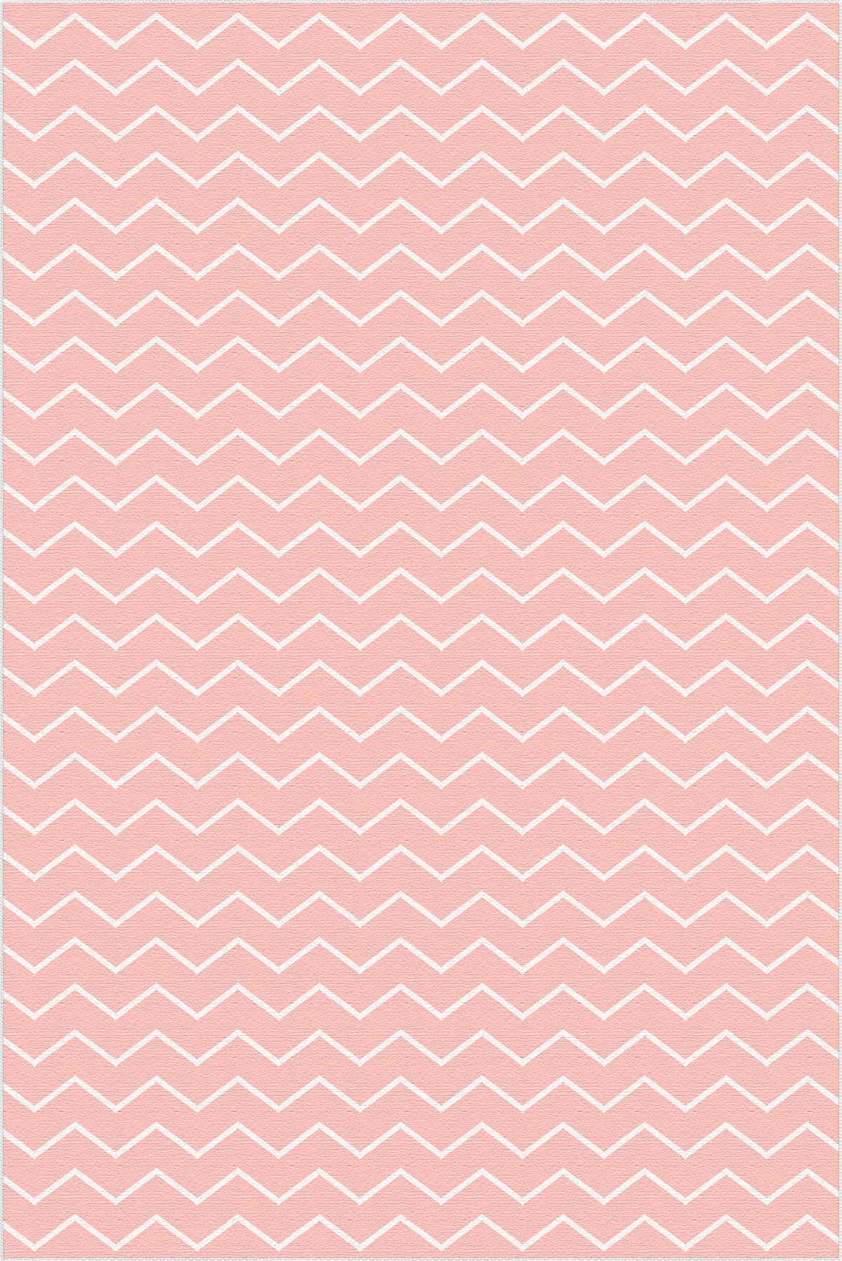 Pink rug with zigzag white pattern