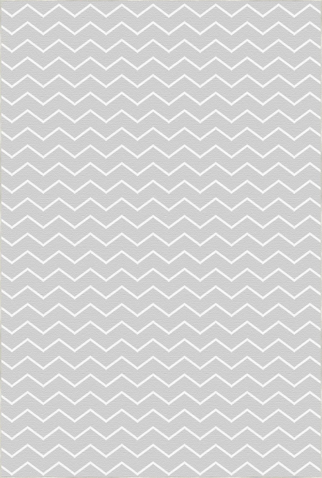 Washable Gray Chevron Rug