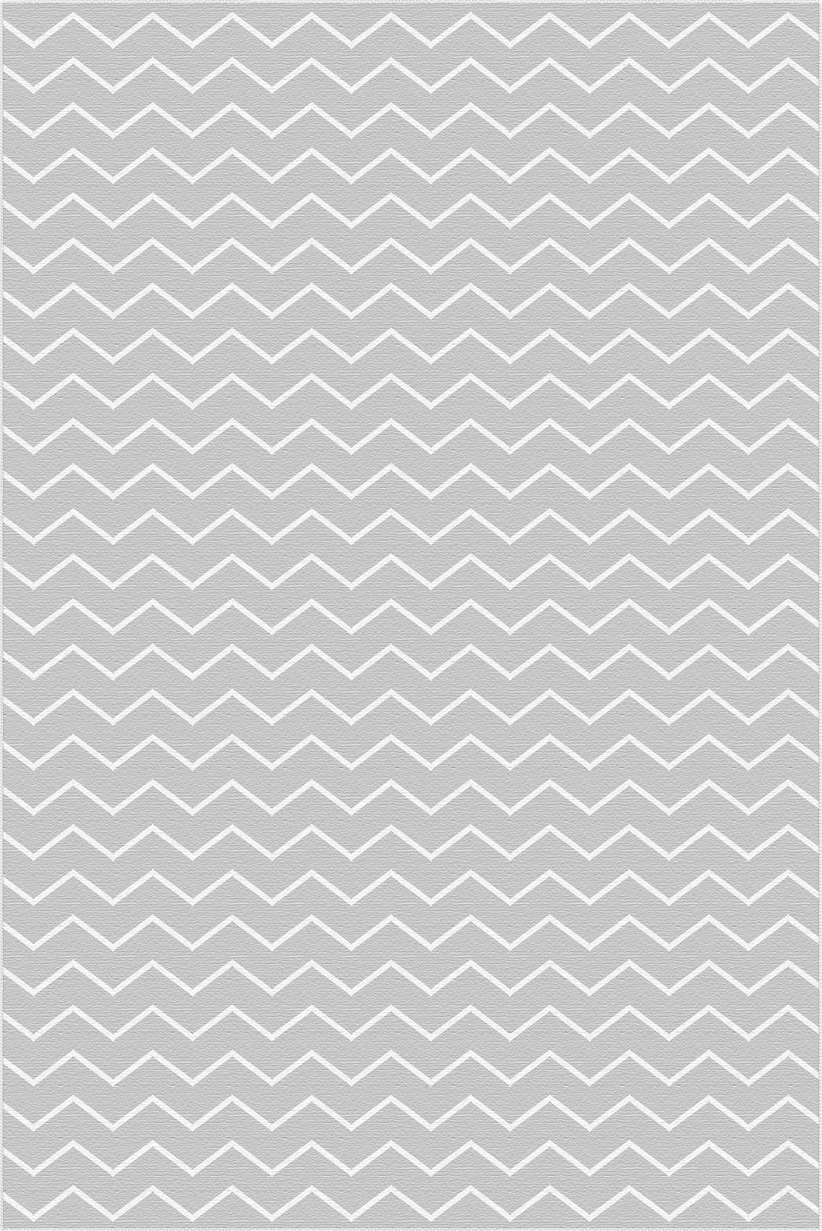 Pattern of white chevrons on a gray backgrounded rug