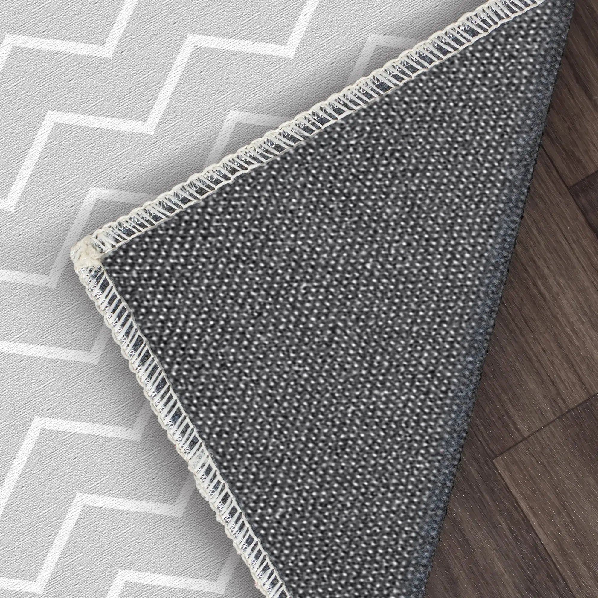 Washable Gray Chevron Rug