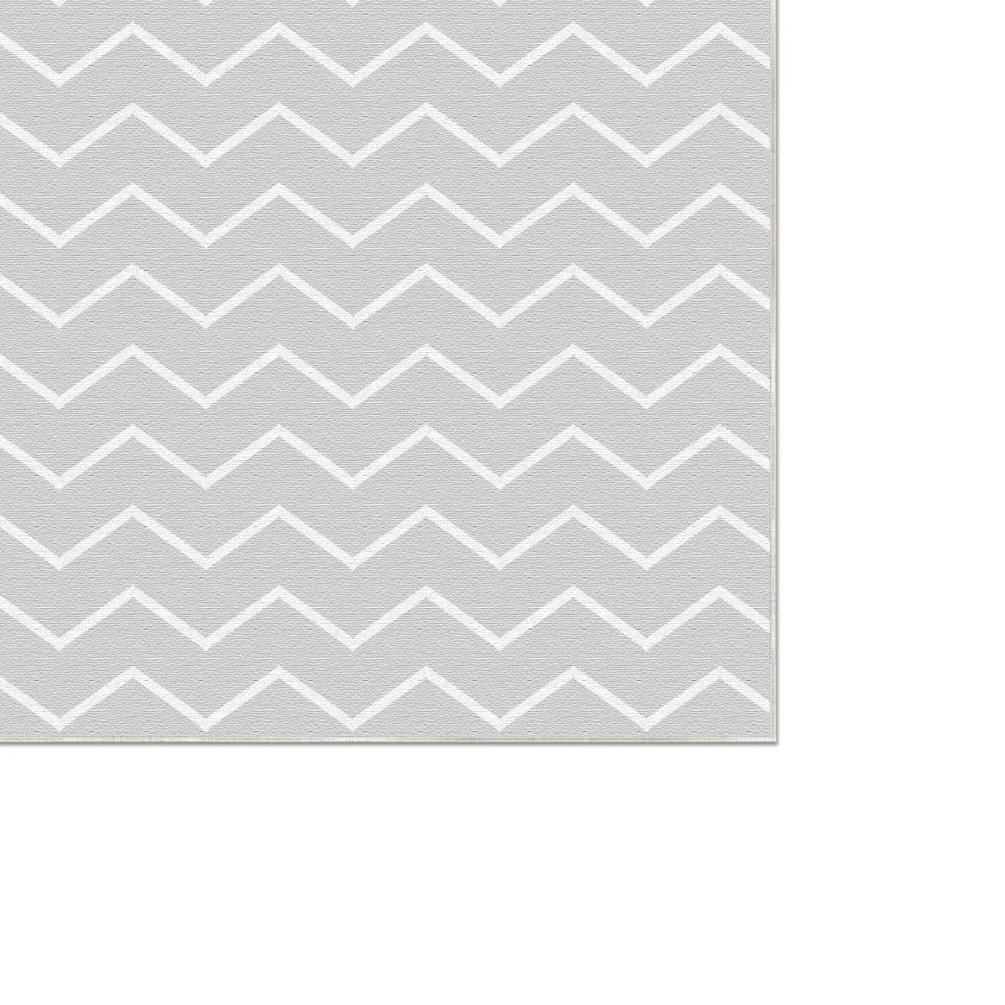Washable Gray Chevron Rug