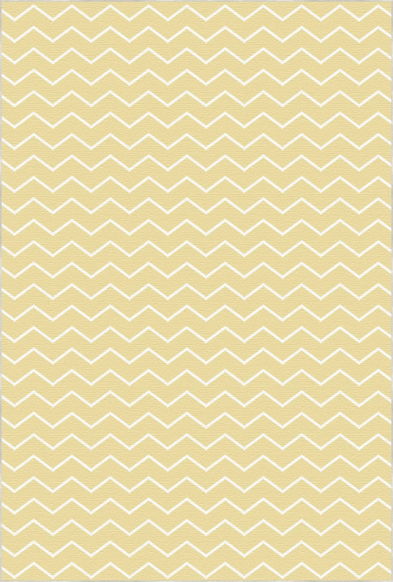 Washable Pale Yellow Chevron Rug