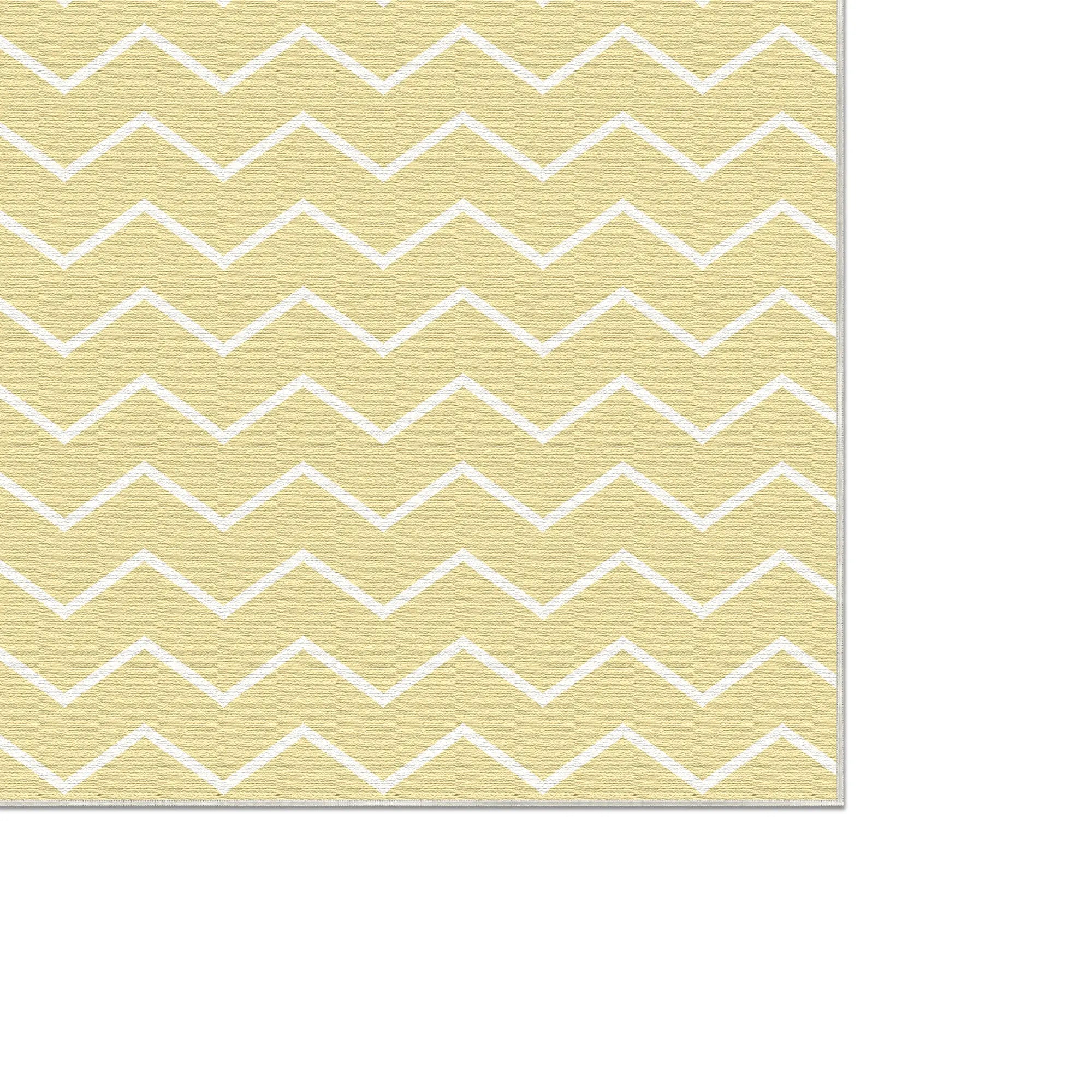 Washable Pale Yellow Chevron Rug