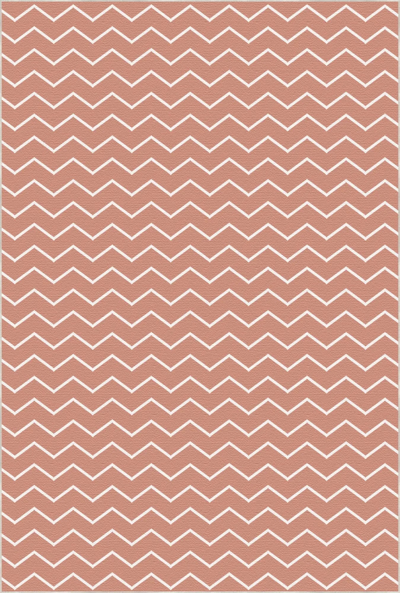 Washable Terracotta Chevron Rug