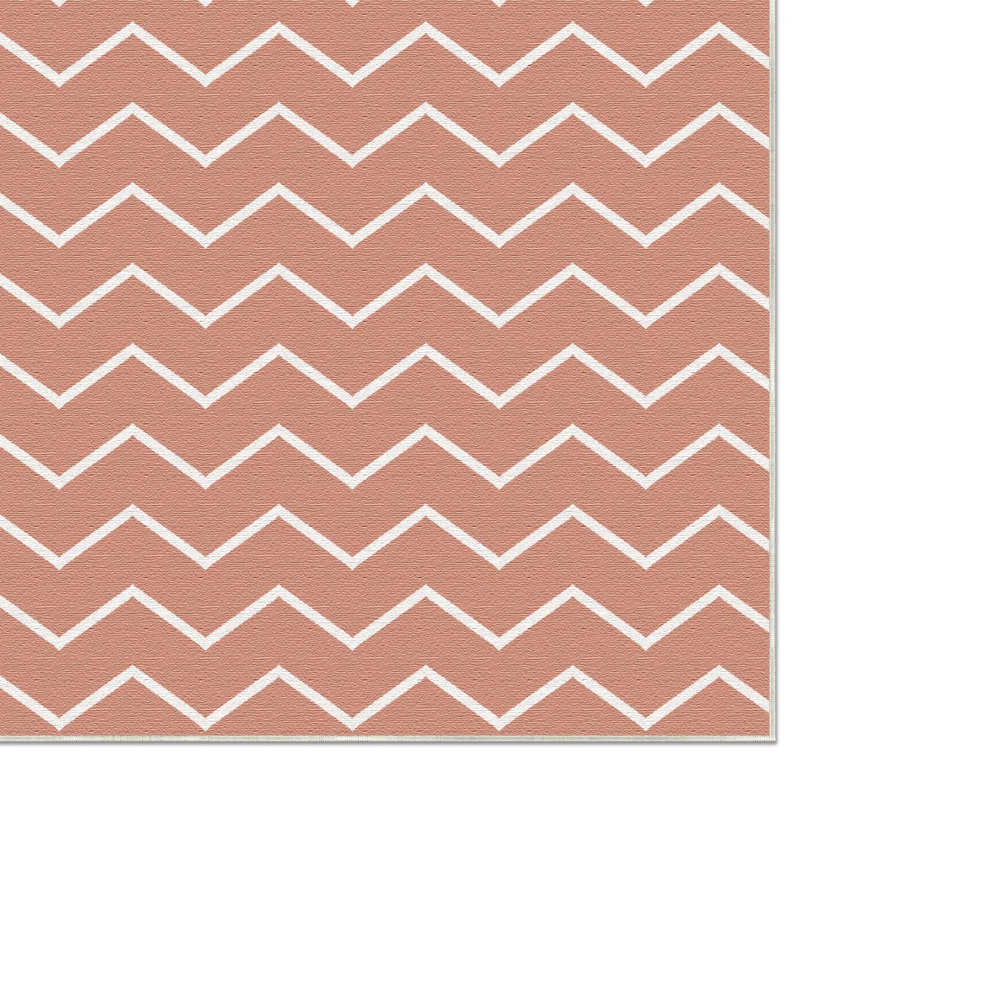 Washable Terracotta Chevron Rug