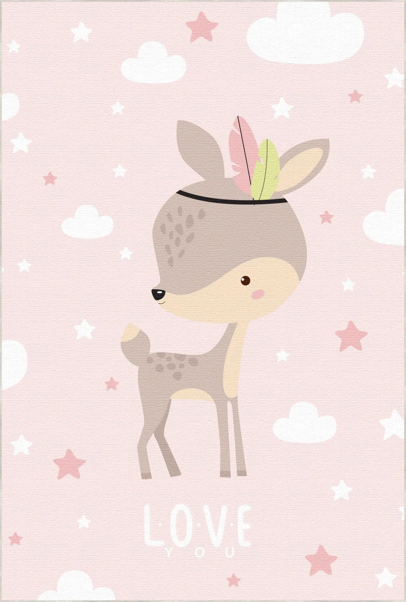 Adorable Pink Fawn Nursery Rug