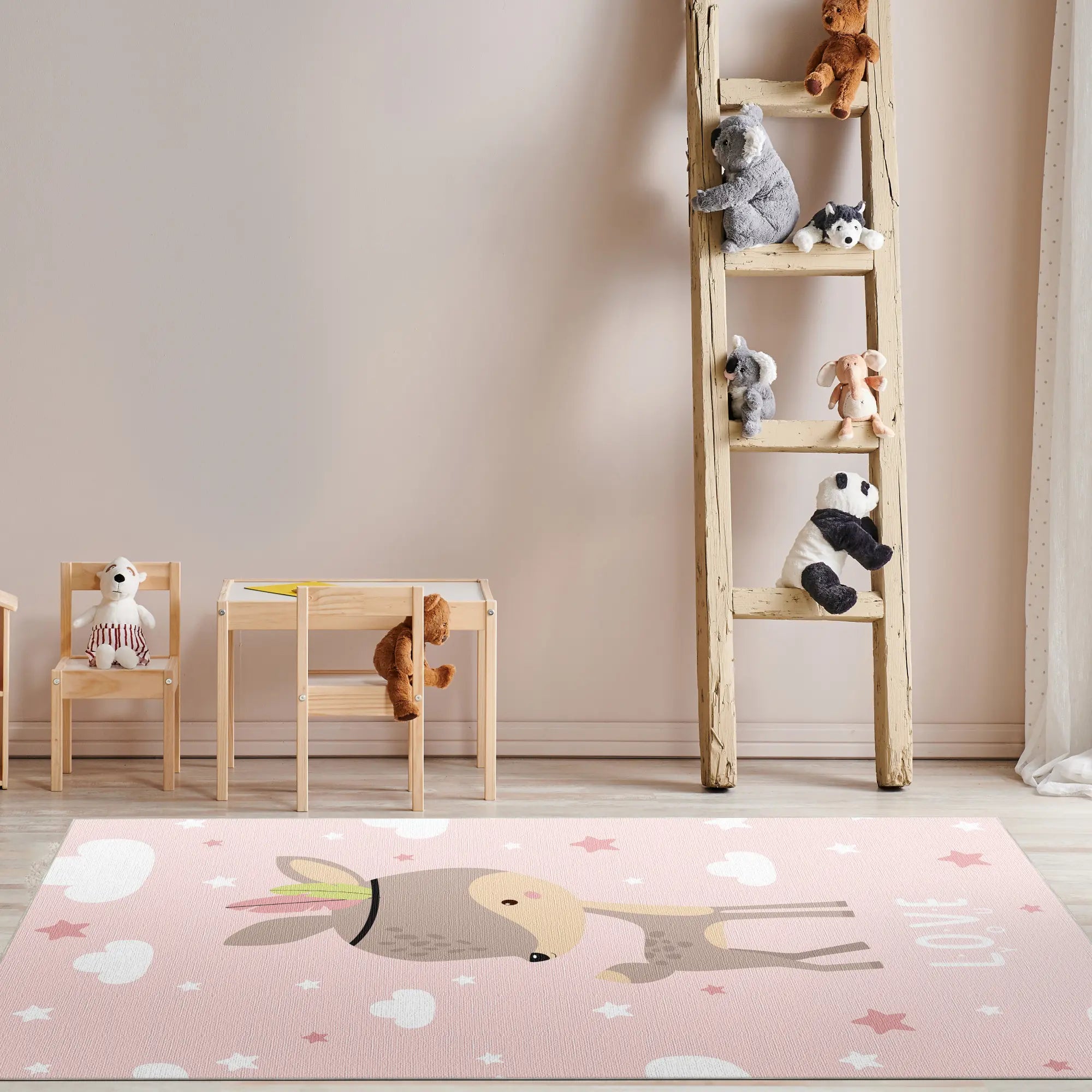 Adorable Pink Fawn Nursery Rug