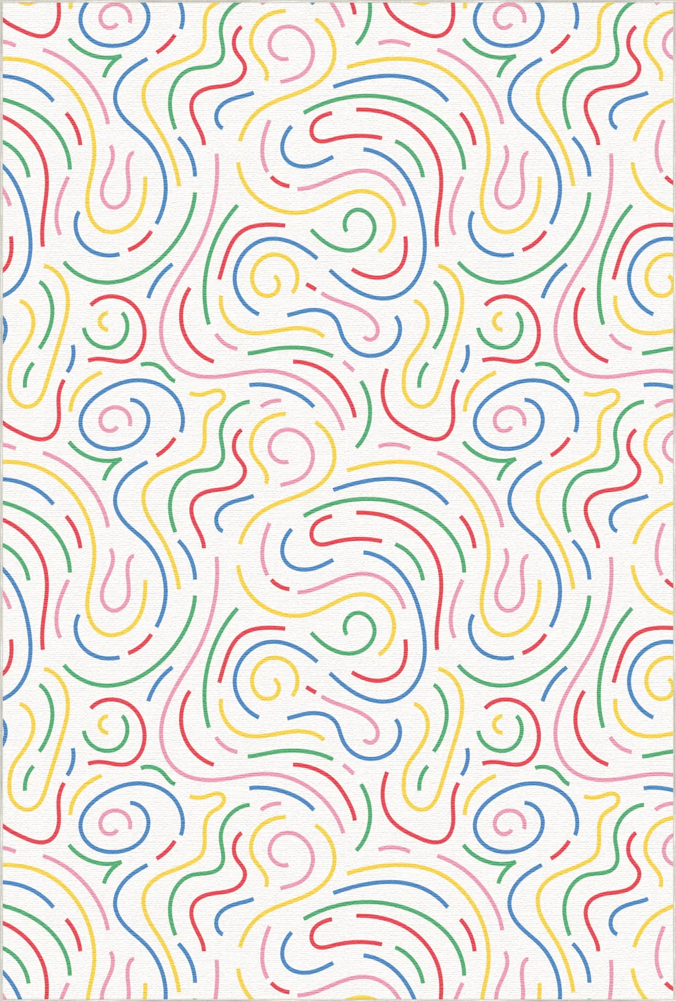 Washable Colorful Abstract Swirl Kids Rug