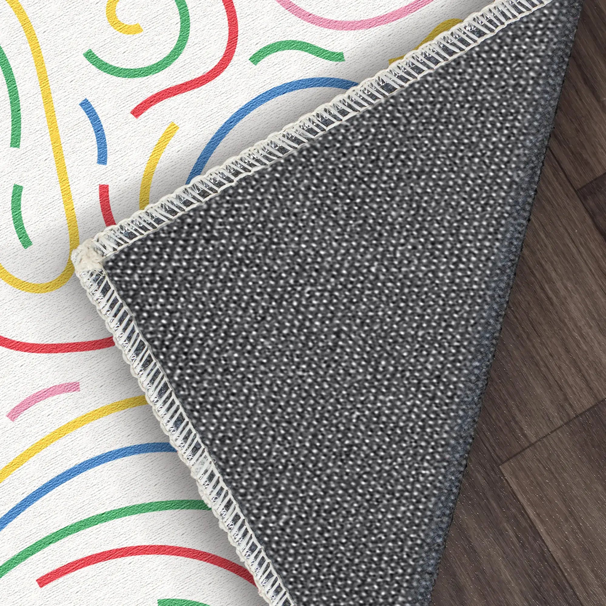 Washable Colorful Abstract Swirl Kids Rug