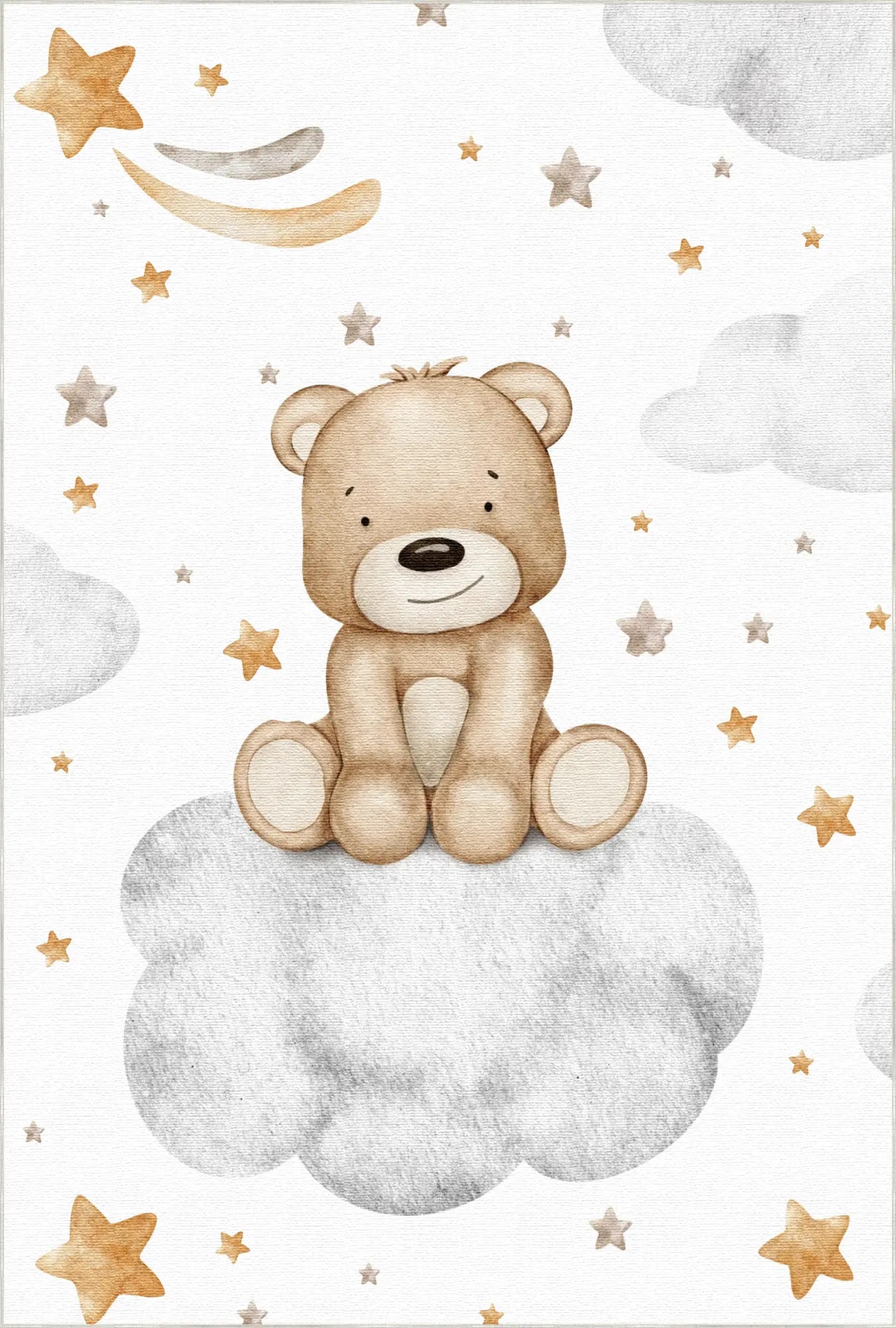 Sweet Brown Bear on Cloud Kids Rug