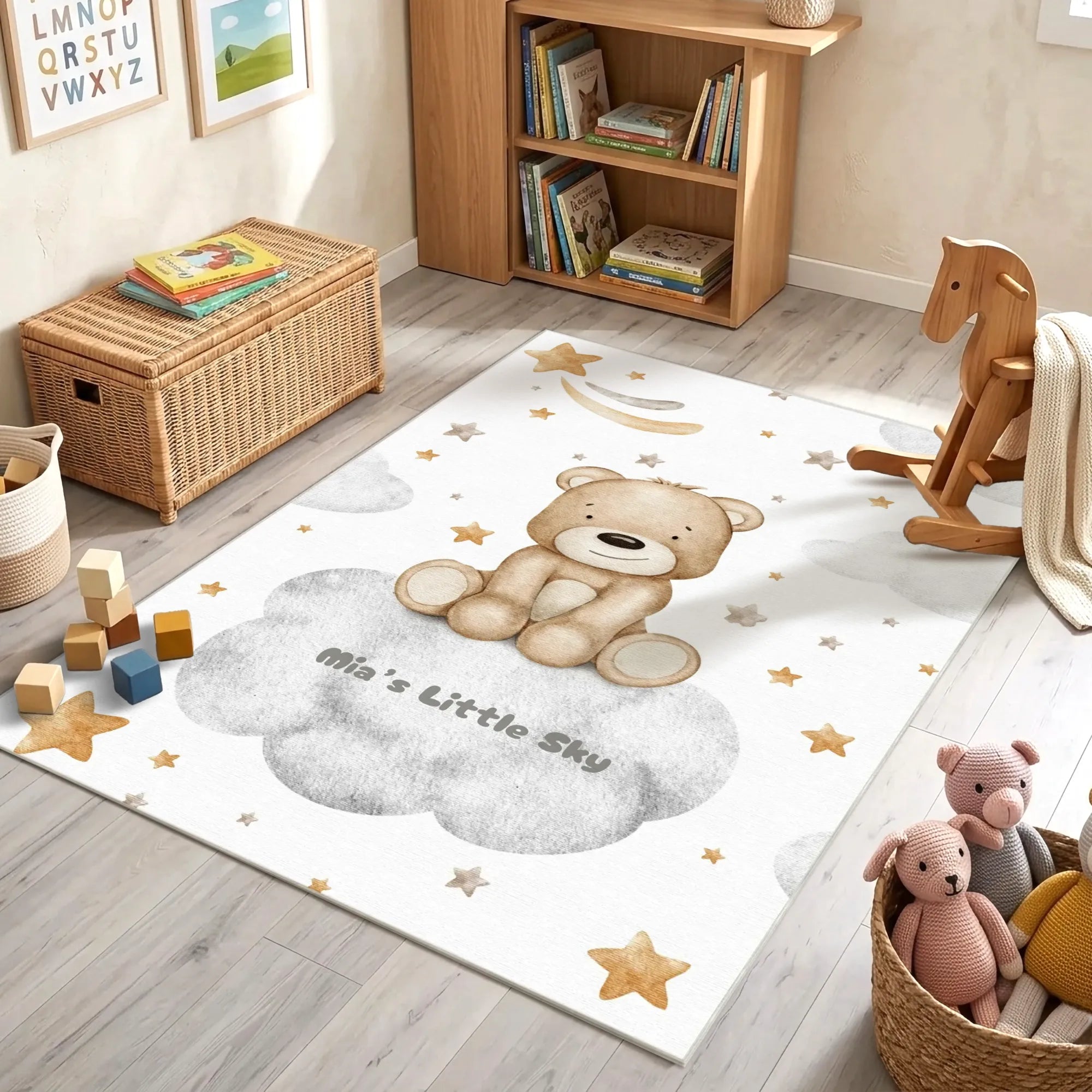 Teddy Bear on a Cloud | Customizable Rug