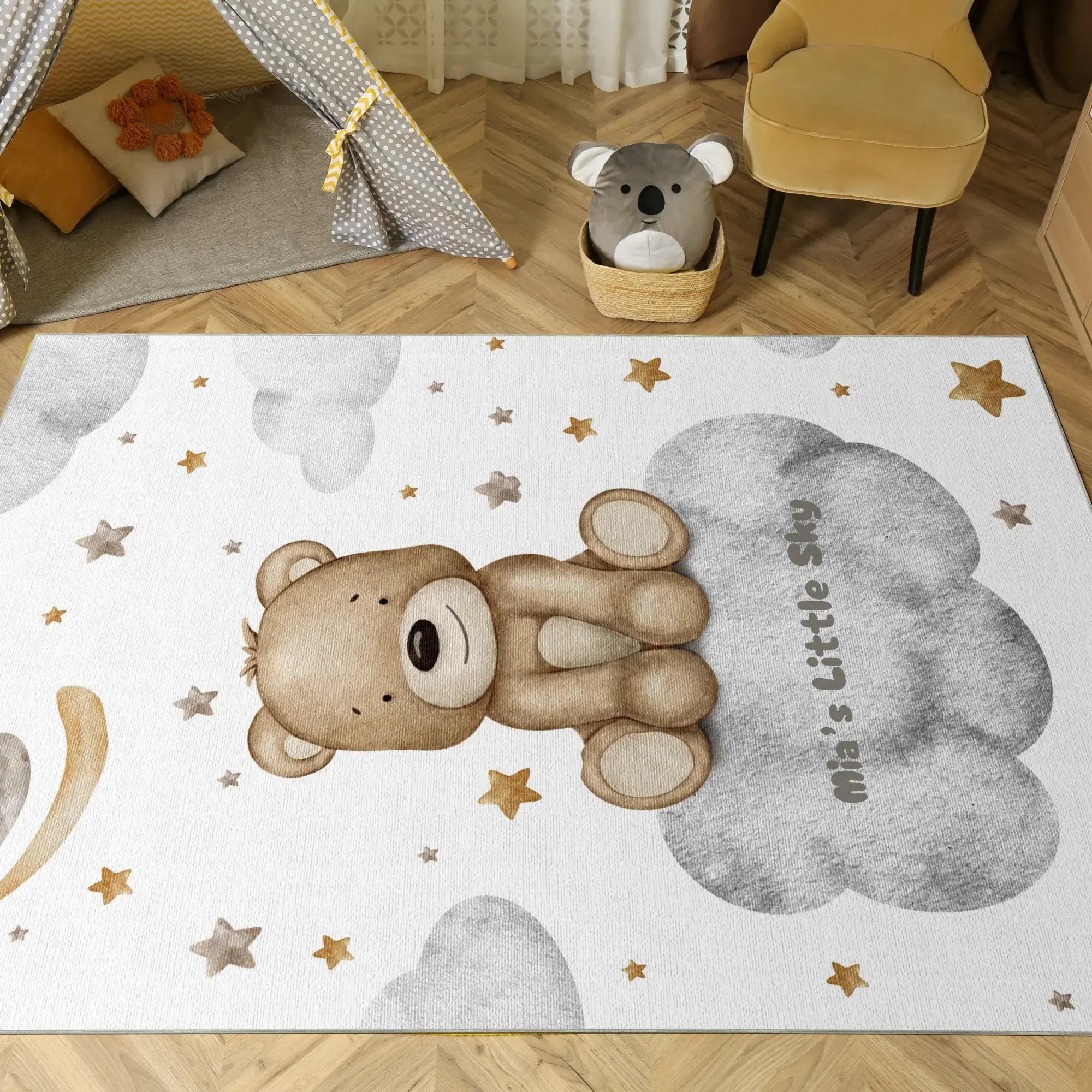 Teddy Bear on a Cloud | Customizable Rug