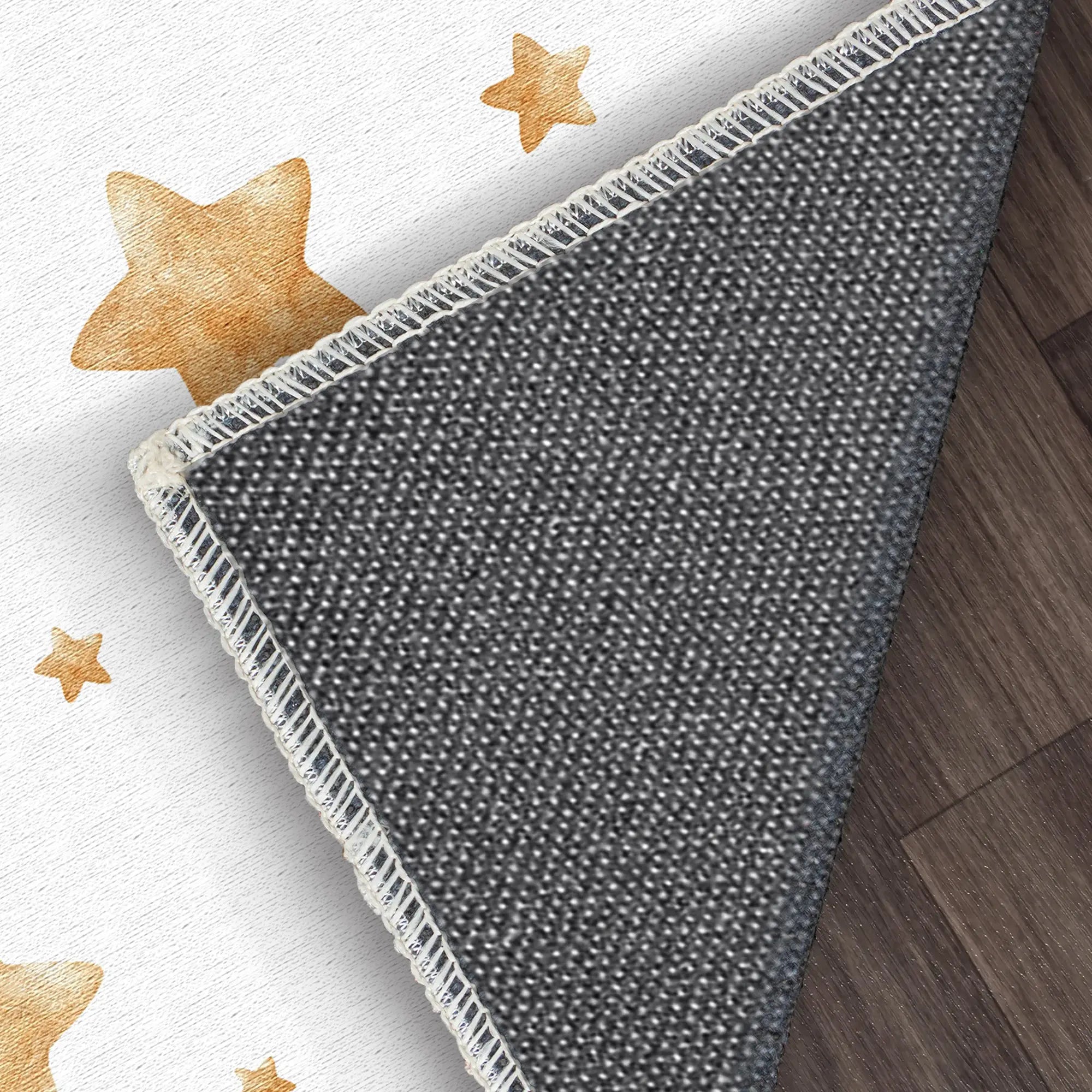 Golden Watercolor Stars Kids Rug
