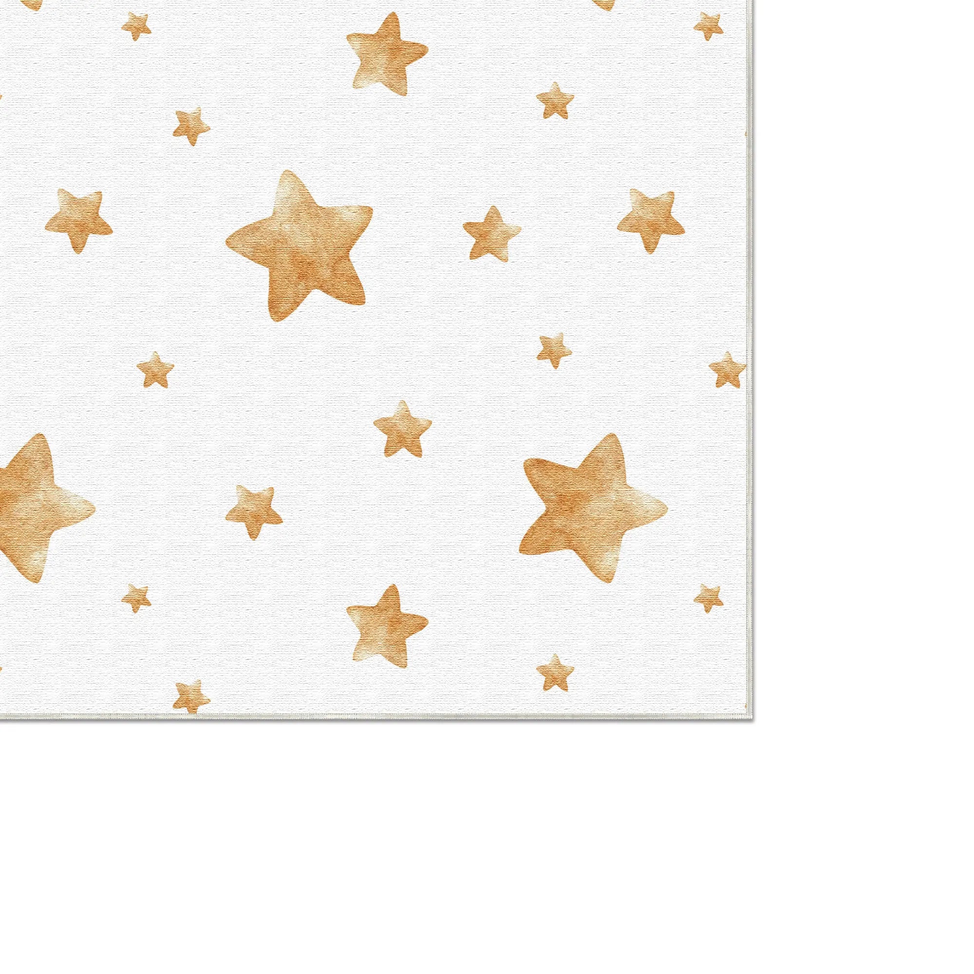 Golden Watercolor Stars Kids Rug