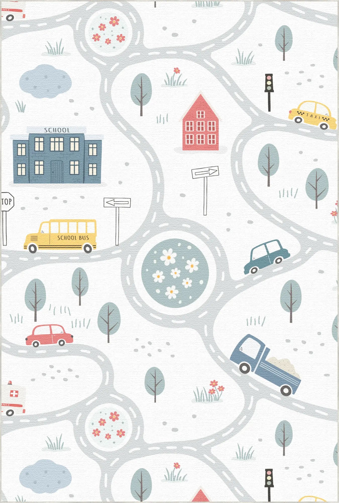 White City Traffic Road Kids Rug
