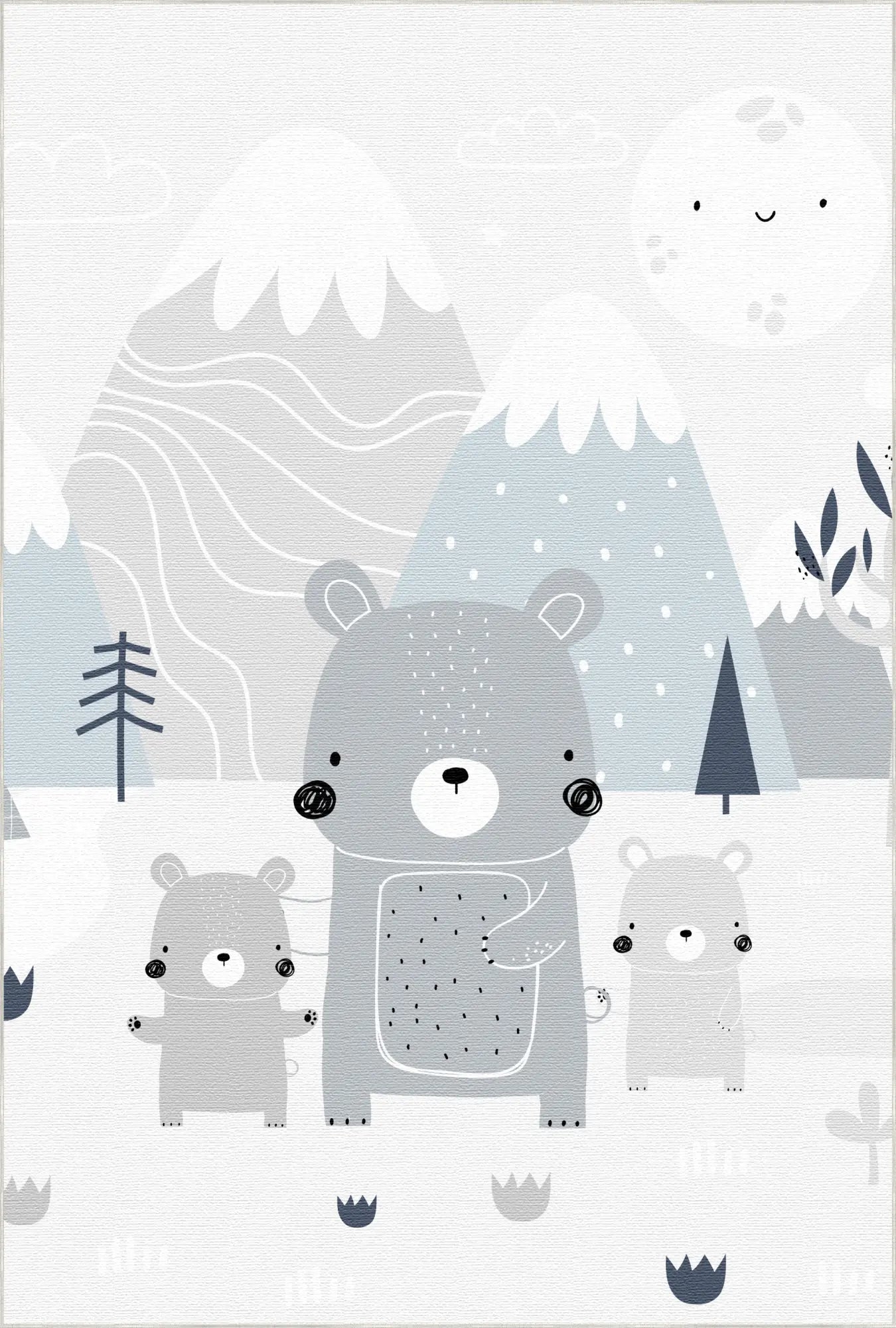 Mountain Bear Family Kids Rug