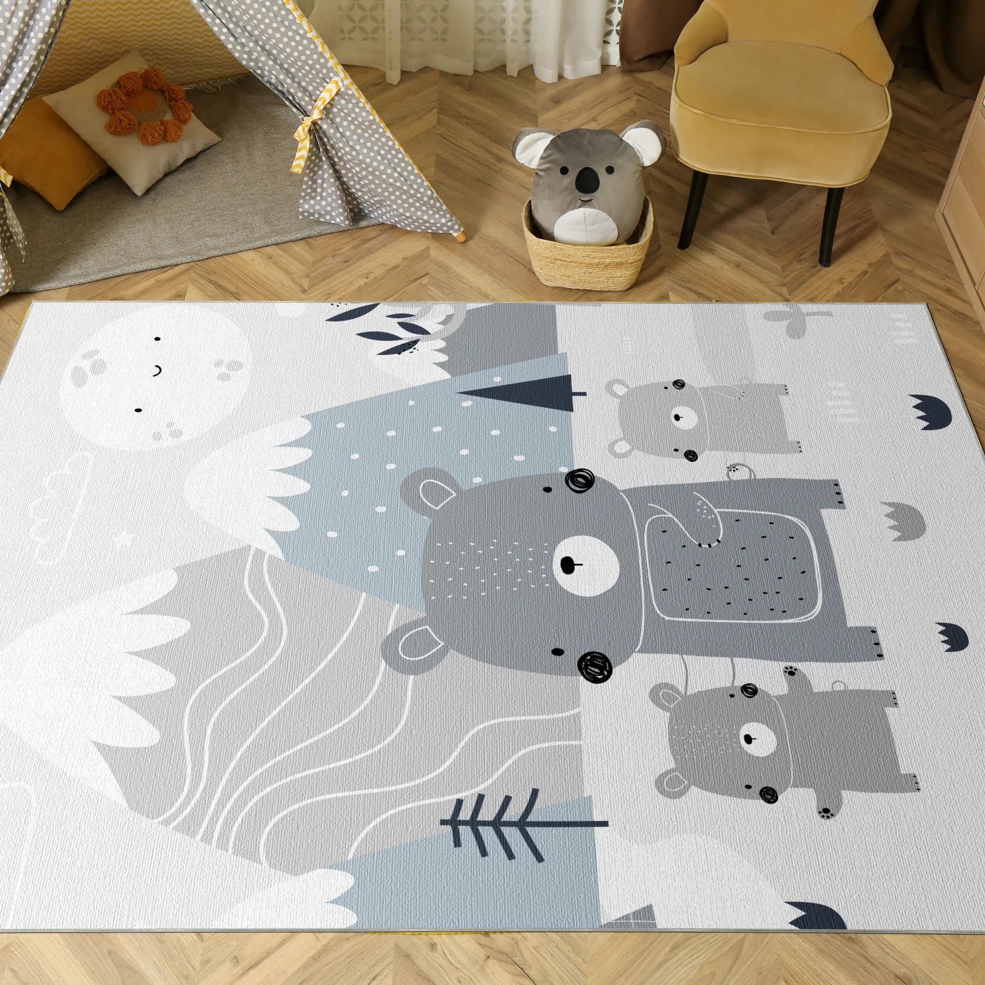 Mountain Bear Family Kids Rug