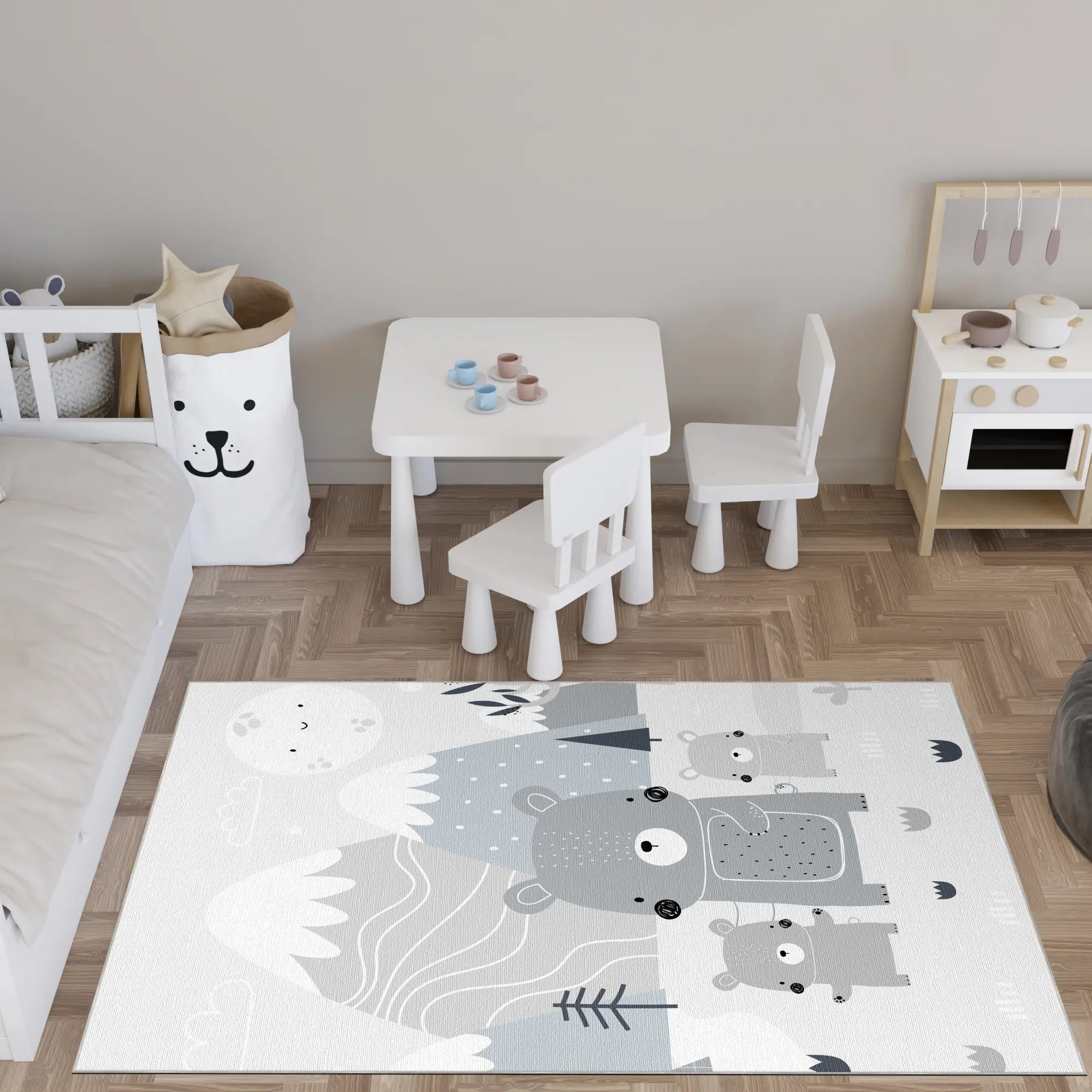Mountain Bear Family Kids Rug