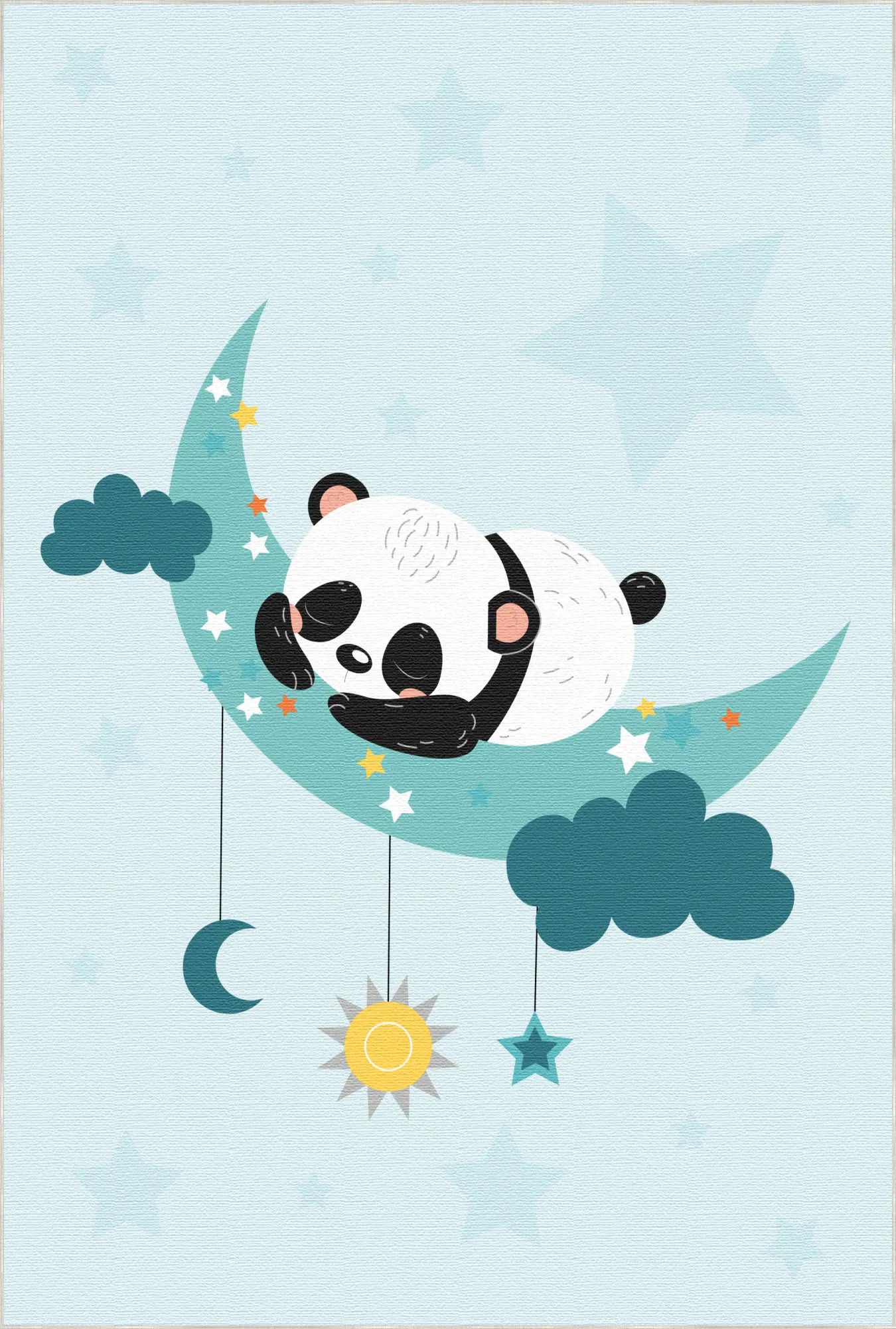 Dreamy Sleeping Panda Moon Kids Rug